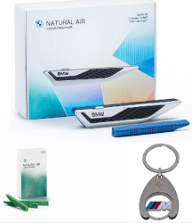 BMW Innenraumduft Set Natural Air Starter + Refill Forest Air + Schlüsselanhänger Einkaufschip Geschenkset Fan Geschenkidee Angebot bei HelloDeals