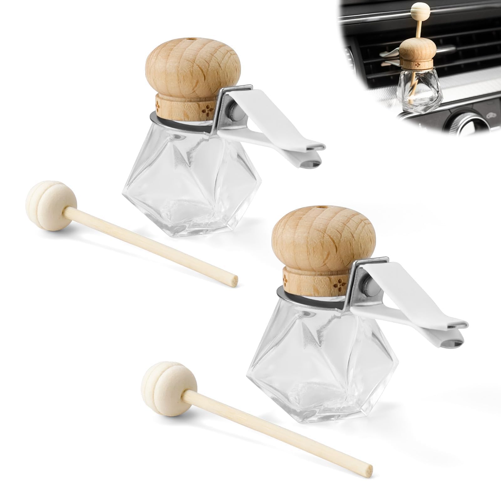 SHENGYIG 2 Stück Auto Diffuser für Ätherische öle, 8 ML Auto Parfum Flasche, Elegant Einfach, Exquisit Langlebig, Auto Duft Flasche, Geeignet Füllen Parfüm,Dekoration Häusern Büros, Autos Angebot bei HelloDeals