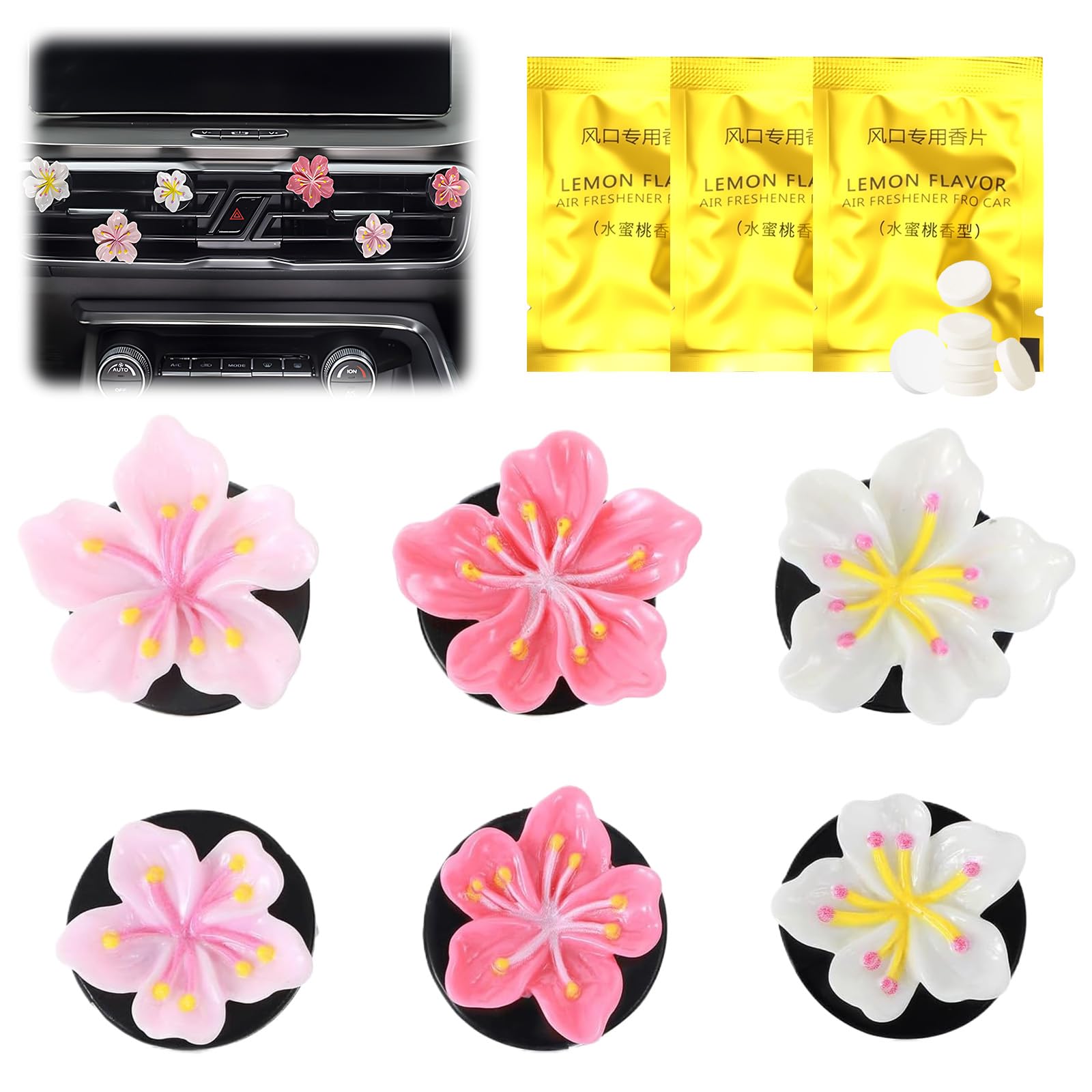 6 Stück Gänseblümchen Blume Auto Lufterfrischer Clip,Auto Deko für Lüftung Sschlitze, Frauen Auto Aromatherapie Ätherisches Öl Diffusor,Auto Deko Innenraum für Auto Wohnzimmer Angebot bei HelloDeals