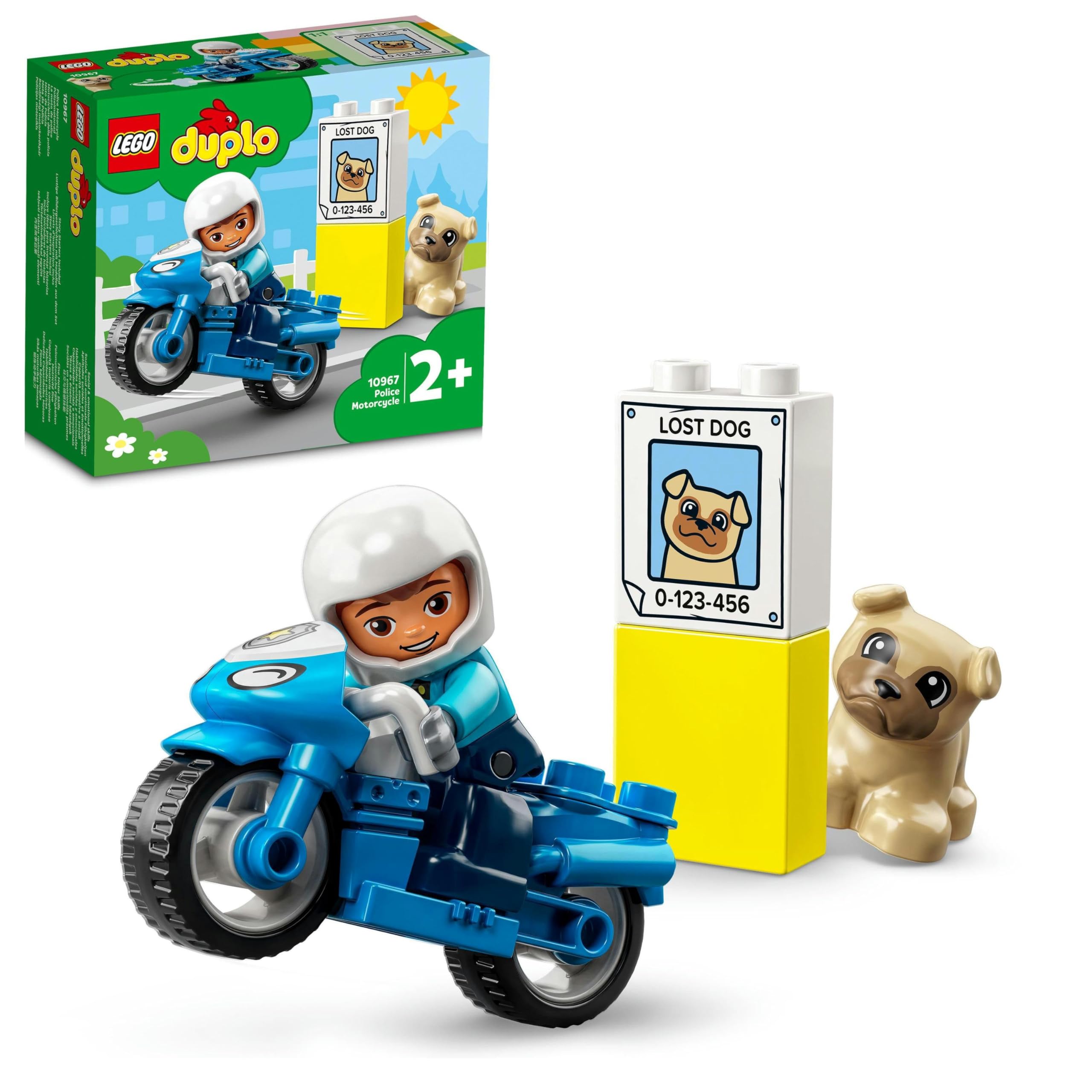 LEGO 10967 DUPLO Polizeimotorrad, Polizei-Spielzeug für Kleinkinder ab 2 Jahre, ideales Motorikspielzeug für Babys, Spielzeug-Motorrad Single Angebot bei HelloDeals