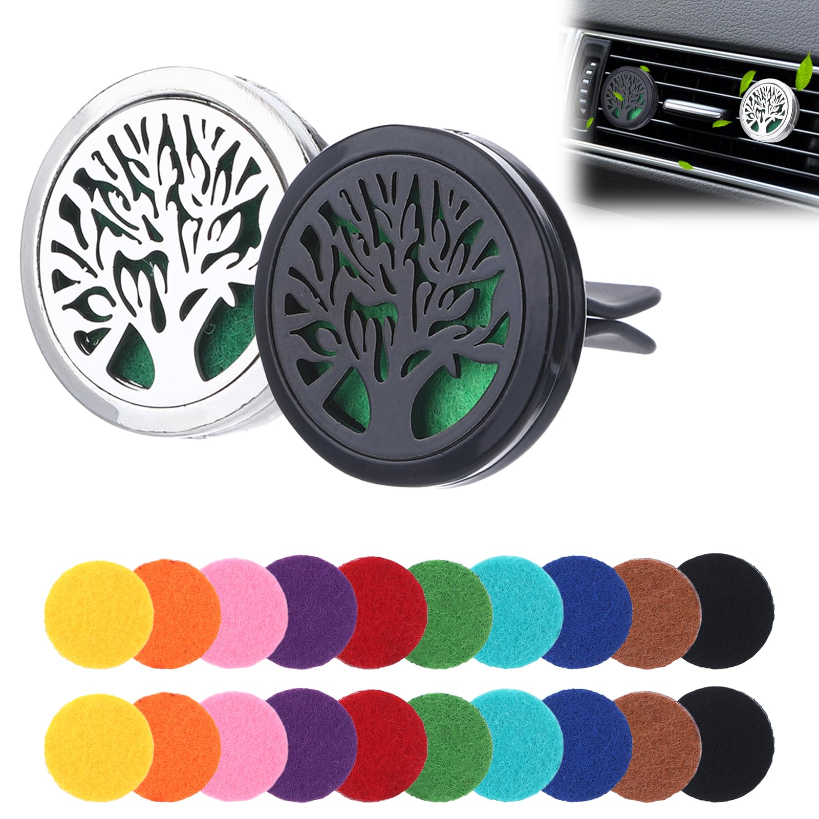 2 Stück Auto Aromatherapie, Auto Duft Zur Überdeckung von Gerüchen und Halten Die Luft Frisch, Geeignet für Büro, Zimmer oder Andere Lnnenräume Schwarz und Silber 1 ml (2er Pack) Angebot bei HelloDeals