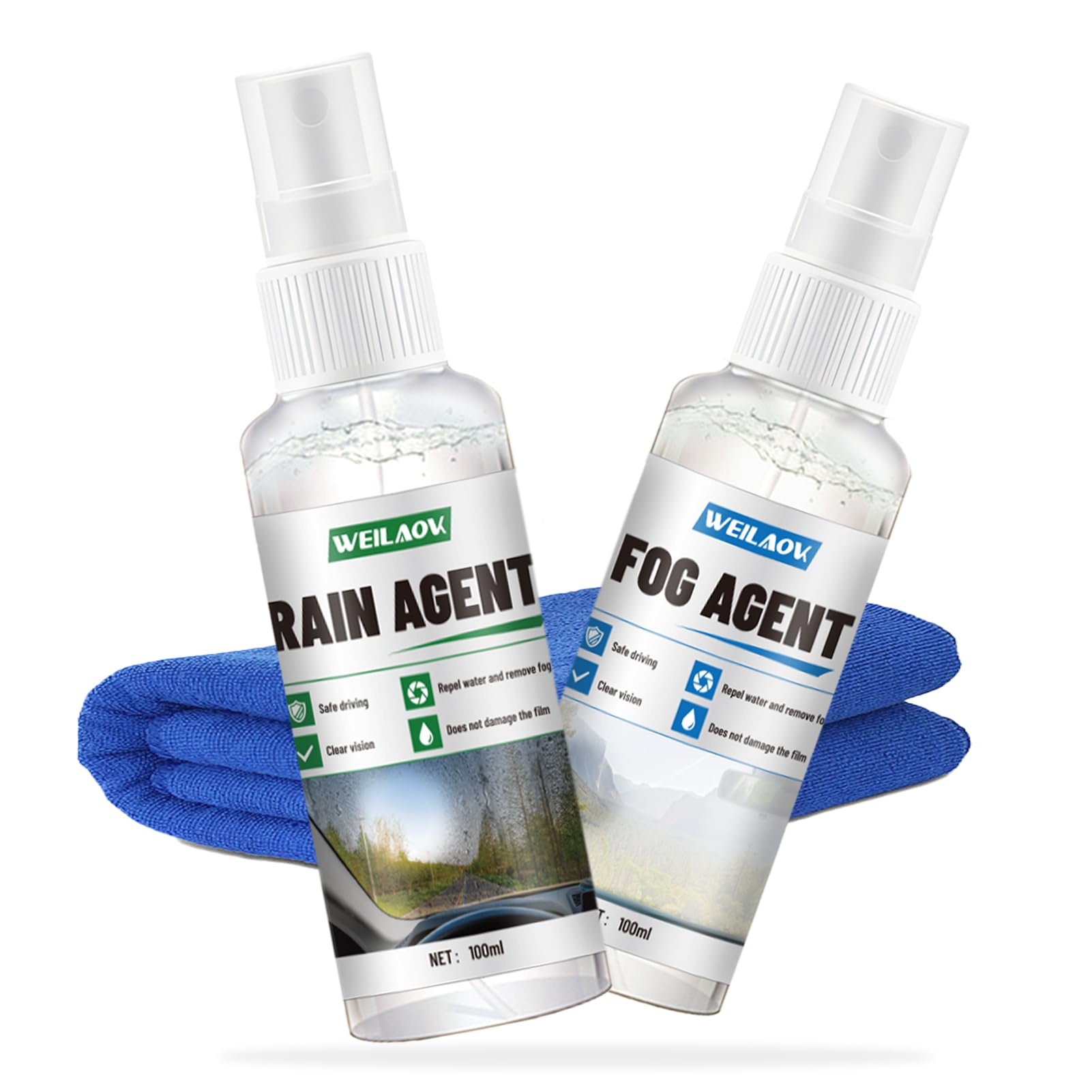 WEILAOK Scheibenversiegelung Auto, Antibeschlagspray Auto, Scheibenversiegelung, Autoglas Antibeschlag Regenschutzmittel für Autoglas zum Schutz vor Regen und Nebel,100 ml, 2 Stück Angebot bei HelloDeals