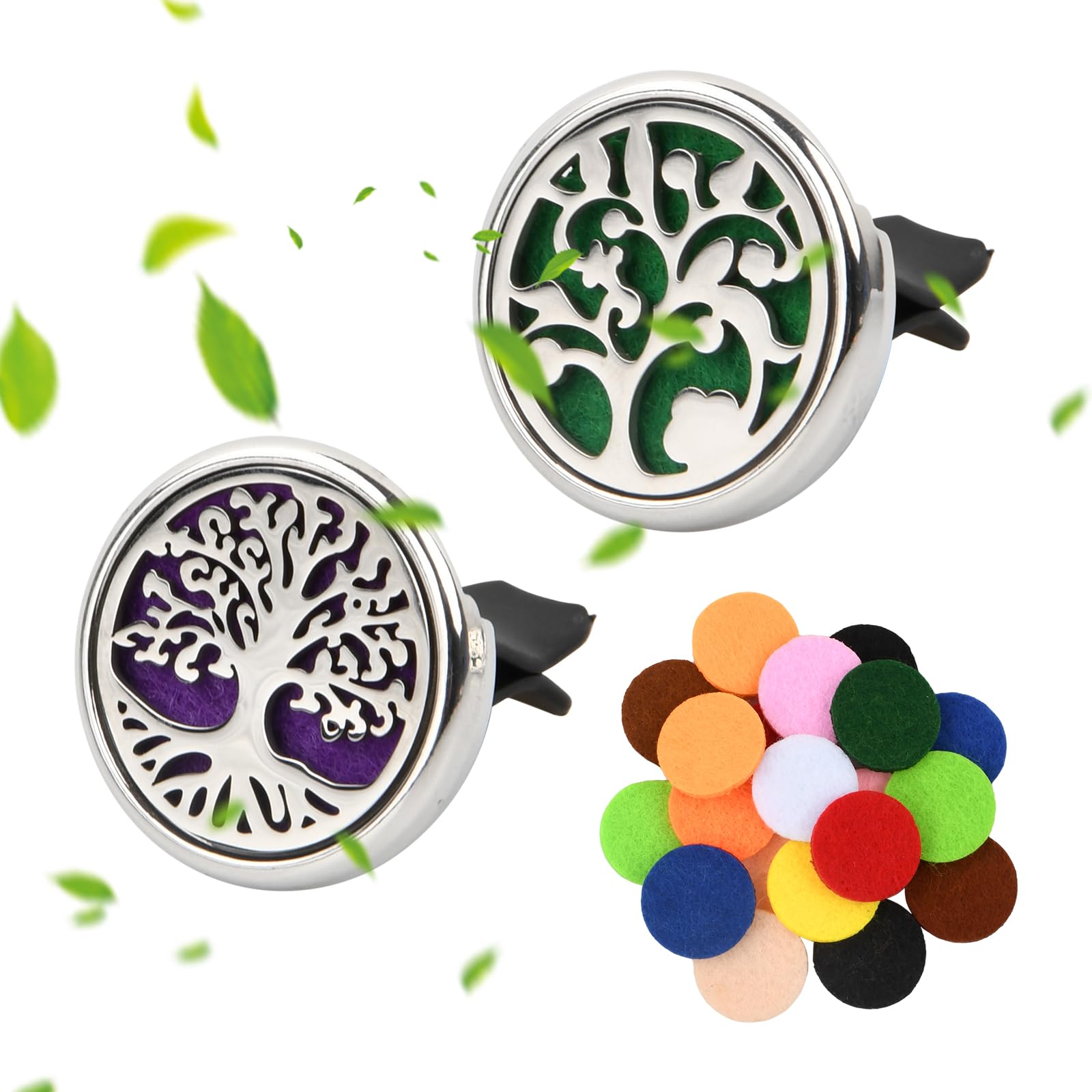 Anseom Auto Aromatherapie Ätherisches Öl Diffusor 2 Stueck Autoduft Lufterfrischer Vent Clip Auto Lufterfrischer Vent Clip Medaillon mit 20 Stücke Refill Pads Angebot bei HelloDeals