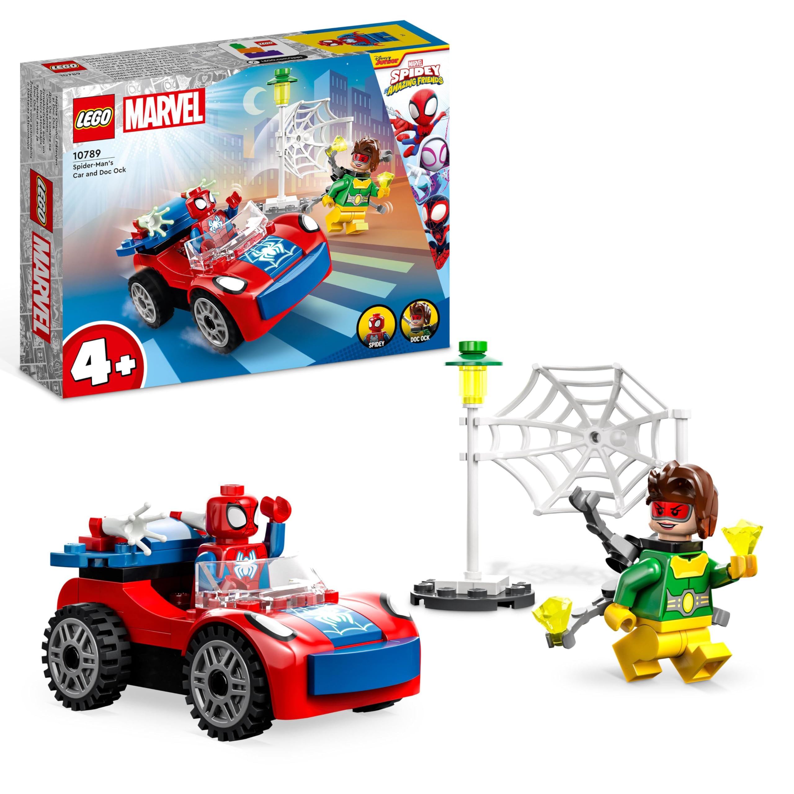 LEGO 10789 Marvel Spider-Mans Auto und Doc Ock Set, Spidey und Seine Super-Freunde, baubares Spielzeug für Jungen und Mädchen ab 4 Jahren, mit im Dunkeln leuchtenden Teilen Single Angebot bei HelloDeals