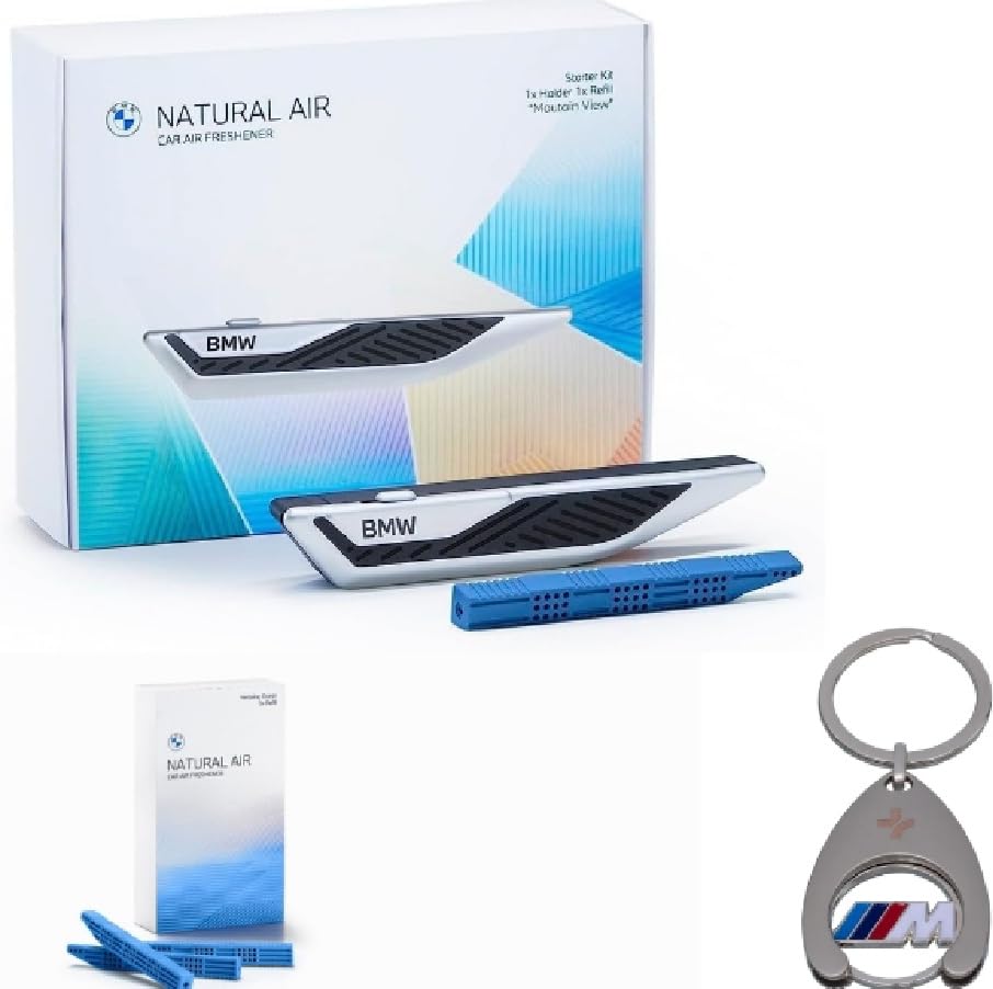BMW Innenraumduft Set Natural Air Starter + Refill Relaxing Ocean + Schlüsselanhänger Einkaufschip Geschenkset Fan Geschenkidee Angebot bei HelloDeals