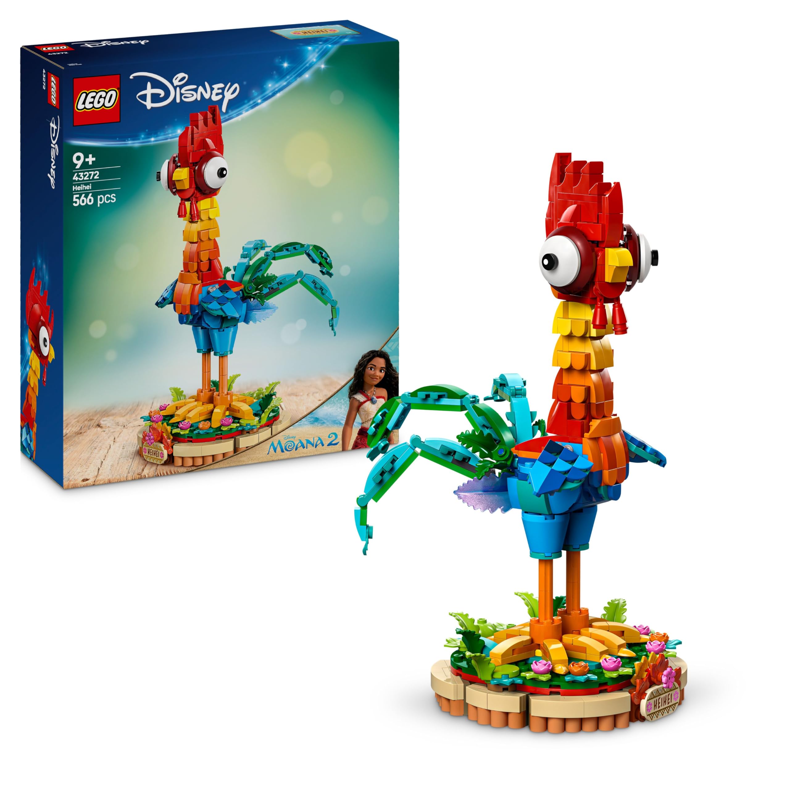 LEGO ǀ Disney Vaiana 2: Heihei Spielzeug - Tierfigur zum Spielen & Ausstellen mit drehbarem Kopf, beweglichen Flügeln & Schwanzfedern sowie Ständer – Geschenk für Mädchen ab 9 Jahren – 43272 Angebot bei HelloDeals