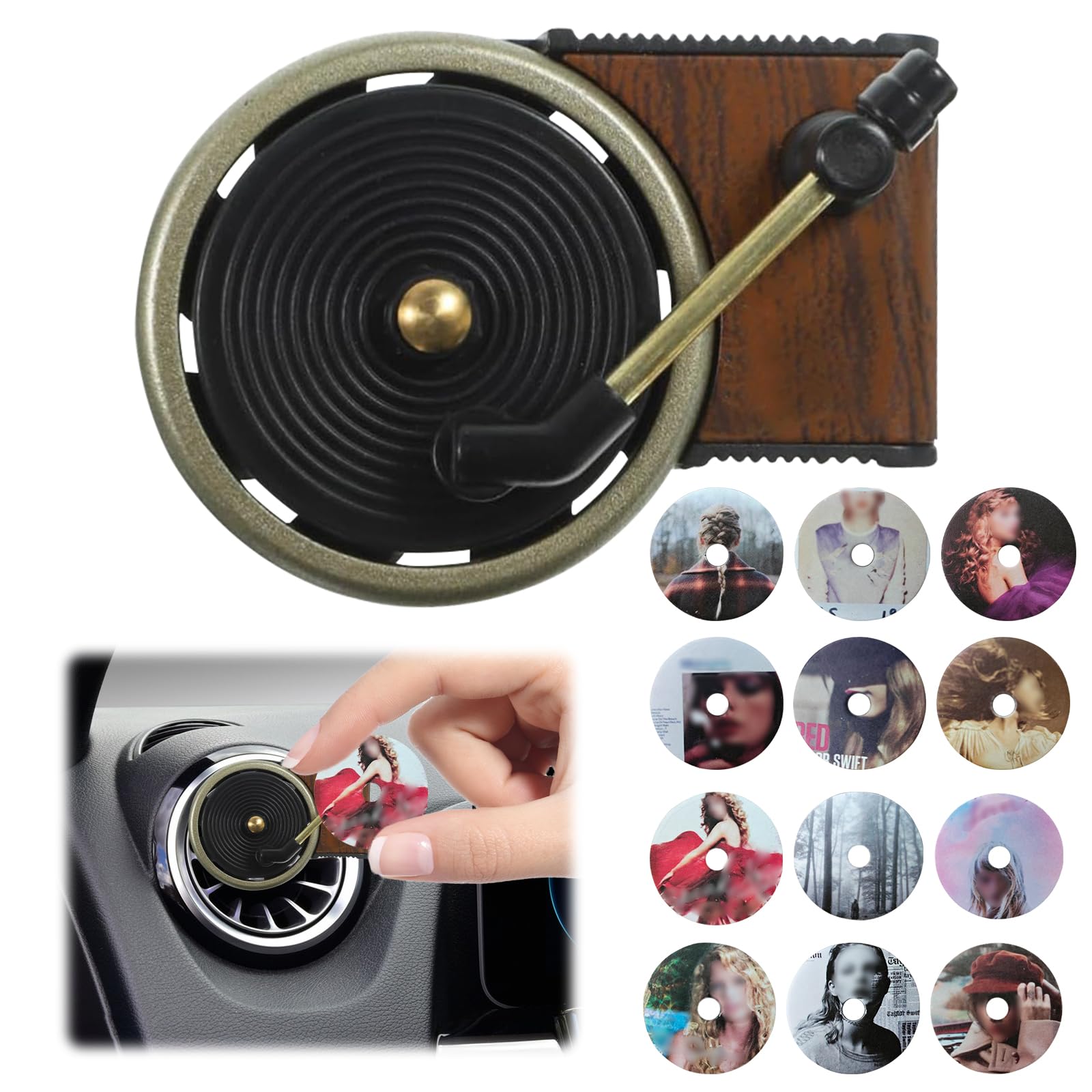 VAVICRAP Auto-Lufterfrischer Schallplattenspieler Auto Retro Vinyl Record Auto Air Vent Duft Geruch Diffusor Autoduft Diffusoren Plattenspieler Auto Dekor Music Gifts für Singer Fans Autozubehör Angebot bei HelloDeals