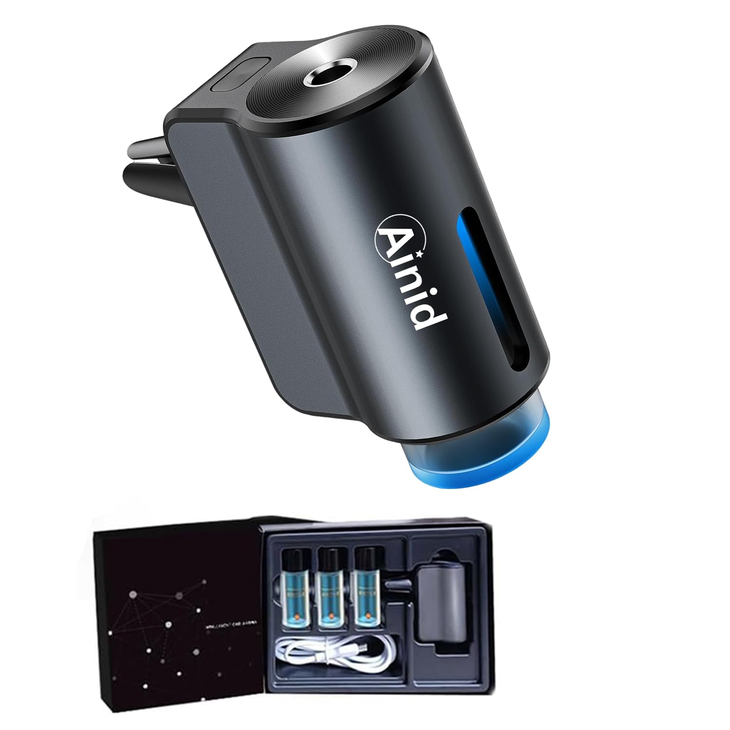 Ainid Smart Auto Lufterfrischer Diffusor Ultraschall Zerstäuber mit drei einstellbaren Duftintensität für Männer & Frauen (Co-logne*3Oil) 3 X Co-logne Angebot bei HelloDeals