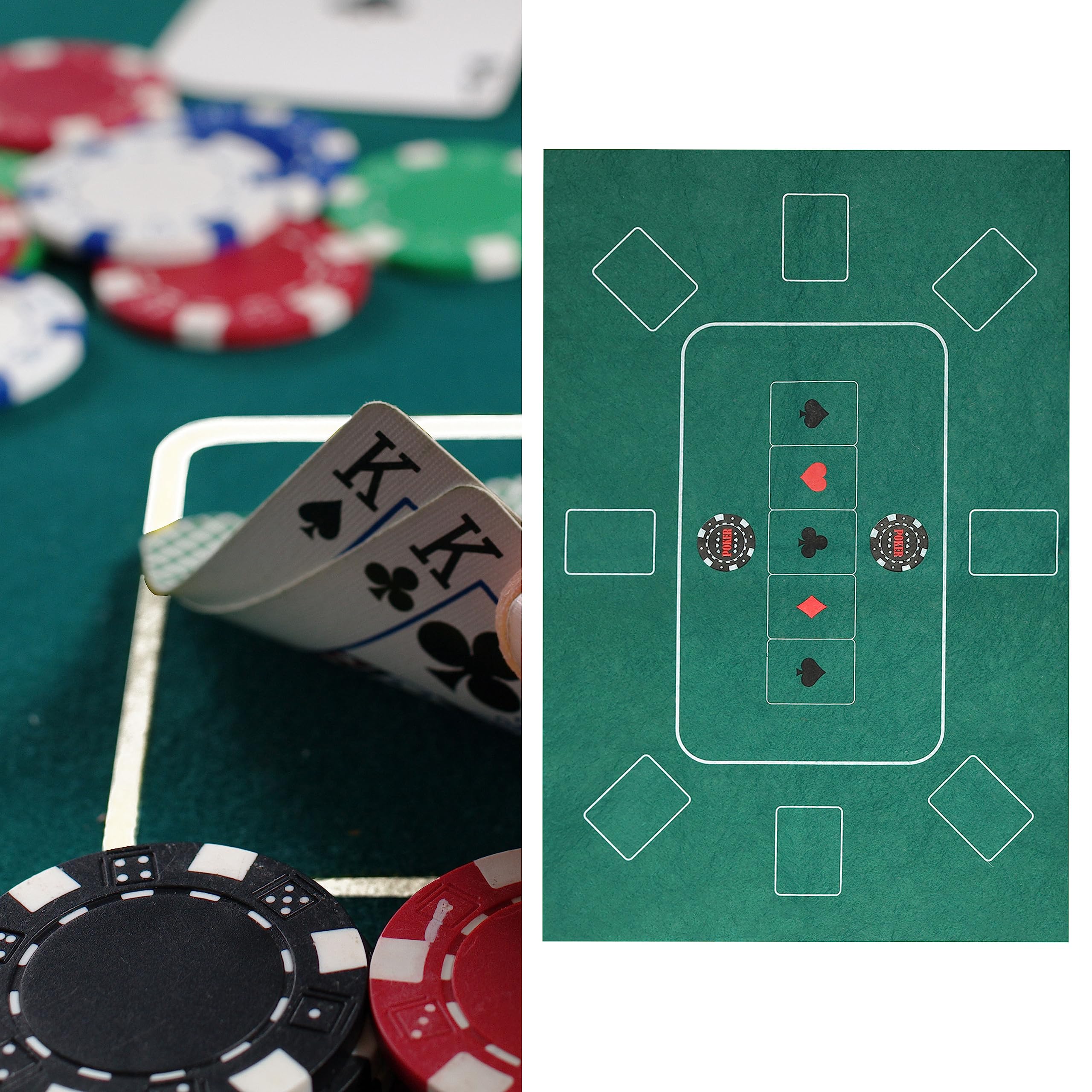 Cepewa Poker Tischauflage │ 60x90cm 100% Polyester Filz grün Bedruckt │ Faltbare Pokermatte Angebot bei HelloDeals