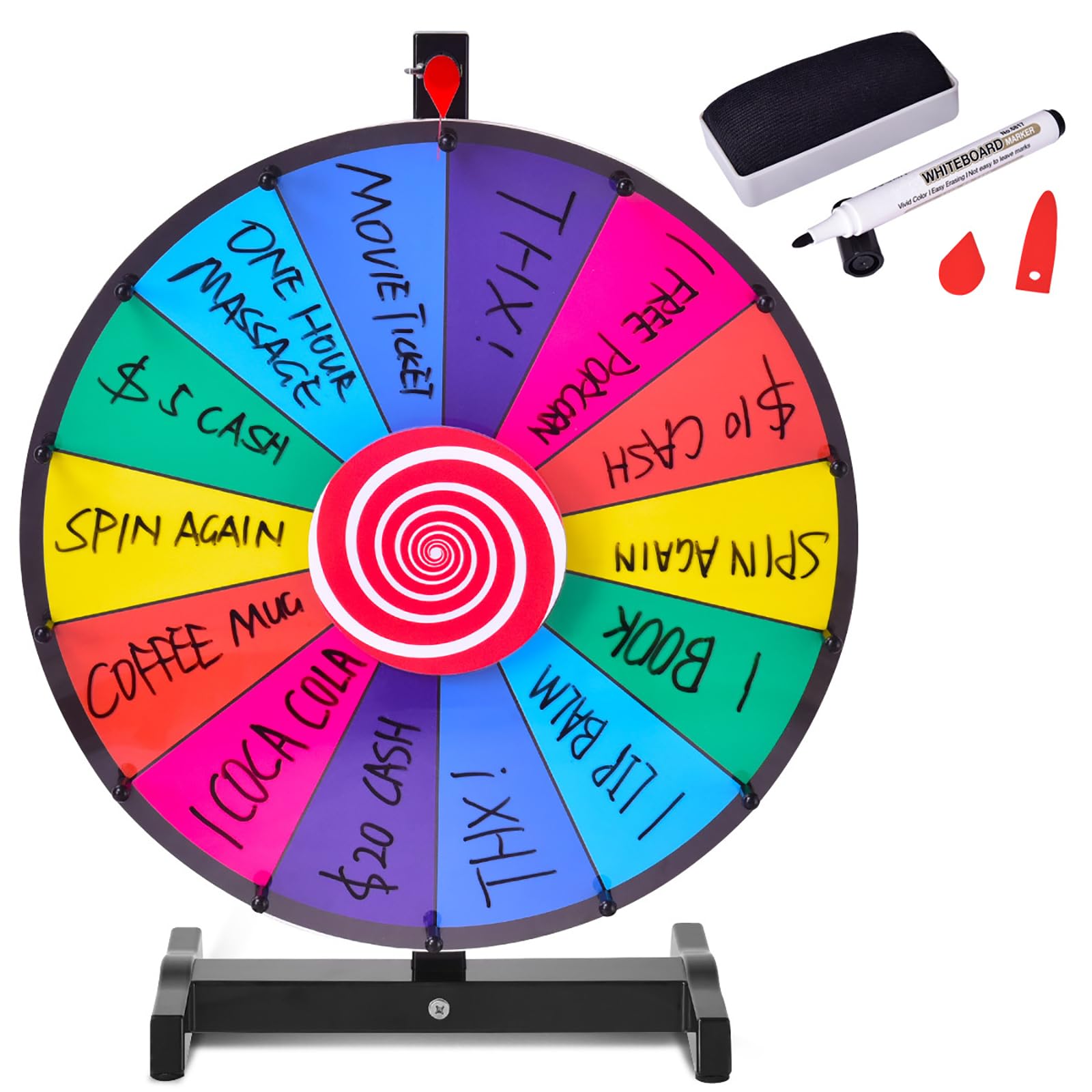 COSTWAY 18" Glücksrad Spielzeug Farbe Rad Spiele für Lotteriespiele Wortspiele, inkl. Radiergummi und Markierstift, geeignet für für Lotteriespiele, Wortspiele (φ48cm) Angebot bei HelloDeals