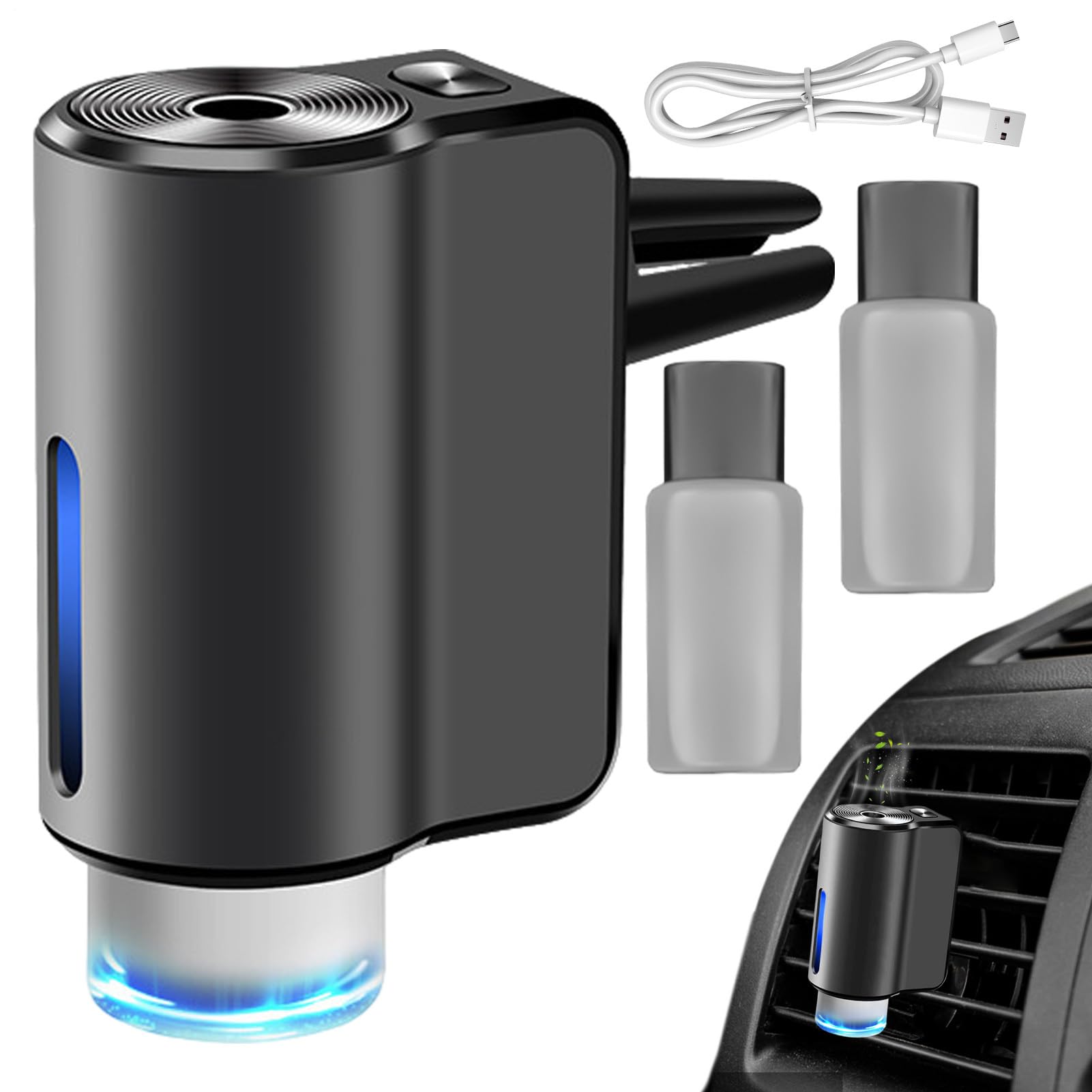 Auto-Lufterfrischer – intelligenter Duftclip, verstellbarer Diffusor, Sprühspender mit drei Modi, langanhaltender Duftkontrolle, Gehäuse aus Aluminiumlegierung für Fahrzeug-Airflowauslass Angebot bei HelloDeals