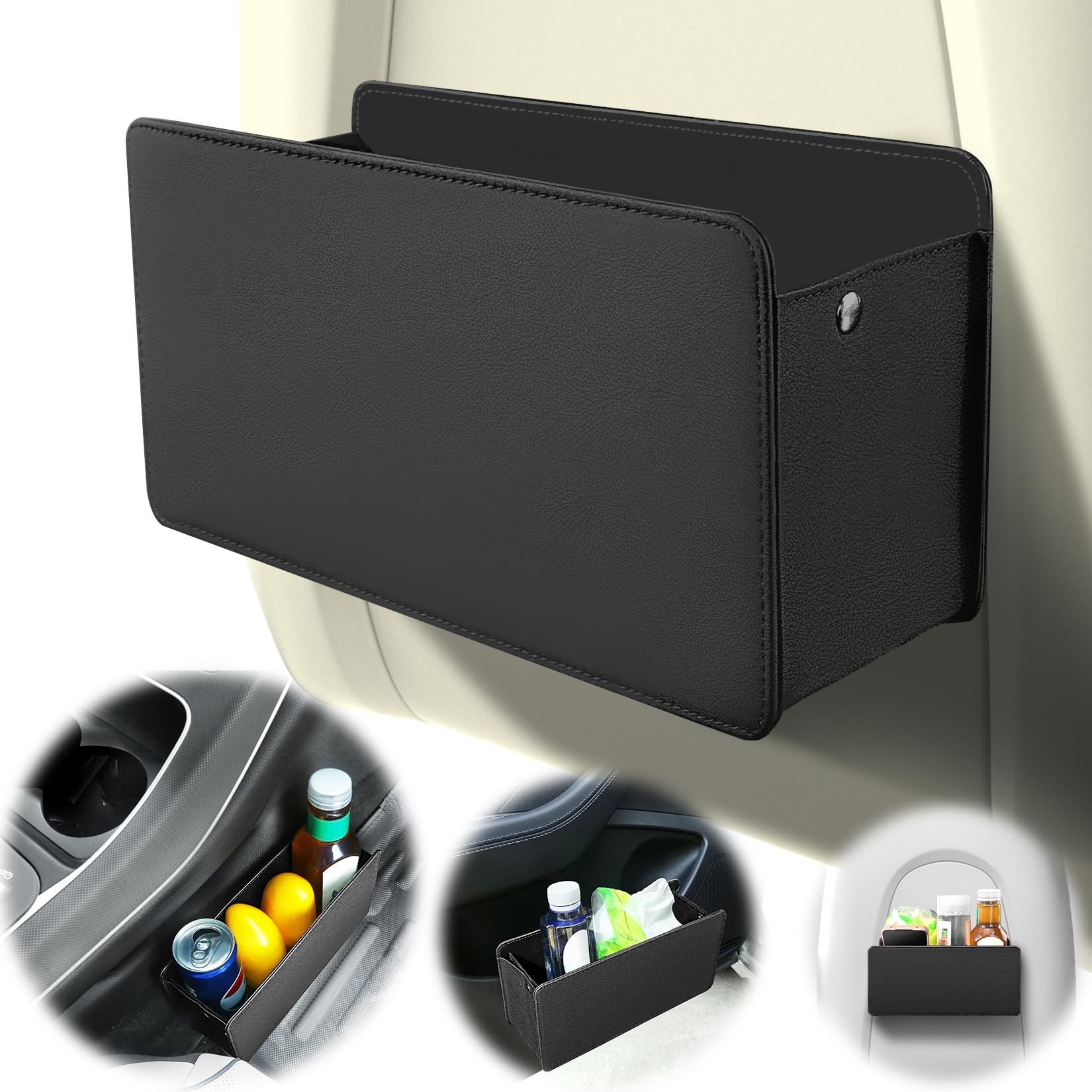 GOWODOOO Mülleimer für auto,Nappa leder Auto Mülleimer zur Aufbewahrung von Snacks,Schlüsseln,Mobiltelefonen und anderen kleinen Notwendigkeiten an der Seite der Autotür Angebot bei HelloDeals