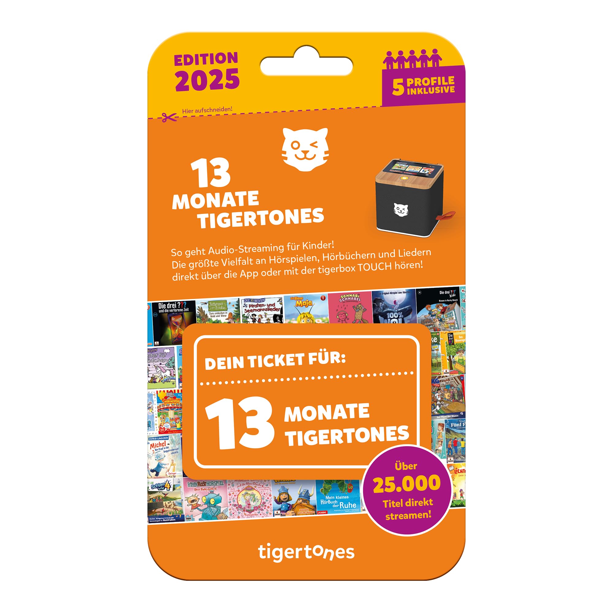 Tigermedia tigertones-Ticket NEU 13 Monate Streaming tigerbox Touch 25.000 Hörspiele Hörbuch Kindermusik mit 5 individuellen Profilen Geschenkidee Edition 2025 13 Monate Angebot bei HelloDeals