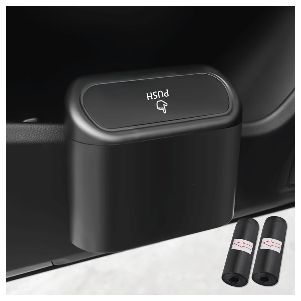 CGEAMDY Mini Auto Mülleimer mit Deckel, Multifunktional Kleiner Wasserdicht Automülleinmer, ABS Hängende Aufbewahrungsbox für Büro Küche Auto (Schwarz) Angebot bei HelloDeals