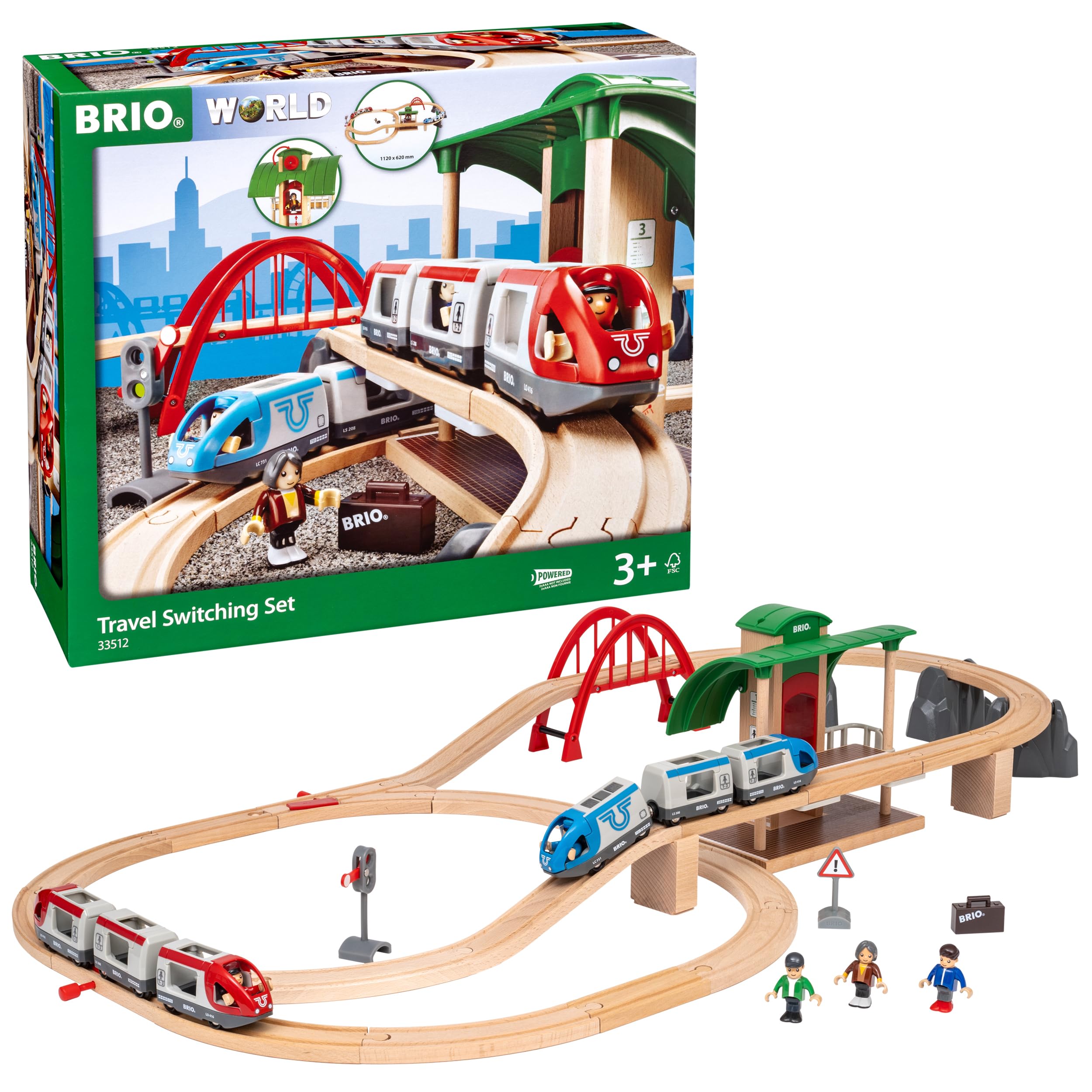 BRIO World 33512 Großes BRIO Bahn Reisezug Set - Eisenbahn mit Bahnhof, Schienen und Figuren - Kleinkinderspielzeug empfohlen ab 3 Jahren Single Angebot bei HelloDeals