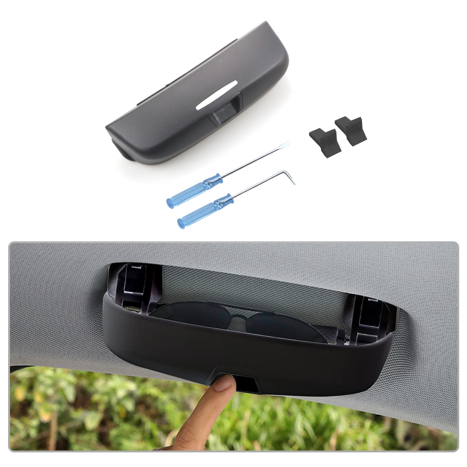 CDEFG Sonnenbrillenhalter Brillenetui Auto Brillenhalter Kompatibel mit Audi A3 8Y 8V A1 GB A4 B8 B9 A5 A6 C7 C8 Q2 Q3 F3 8U Q5 Q7 2013-2024 2025 Glasses Holder Brillenetui Käfig Zubehör (Schwarz) Angebot bei HelloDeals