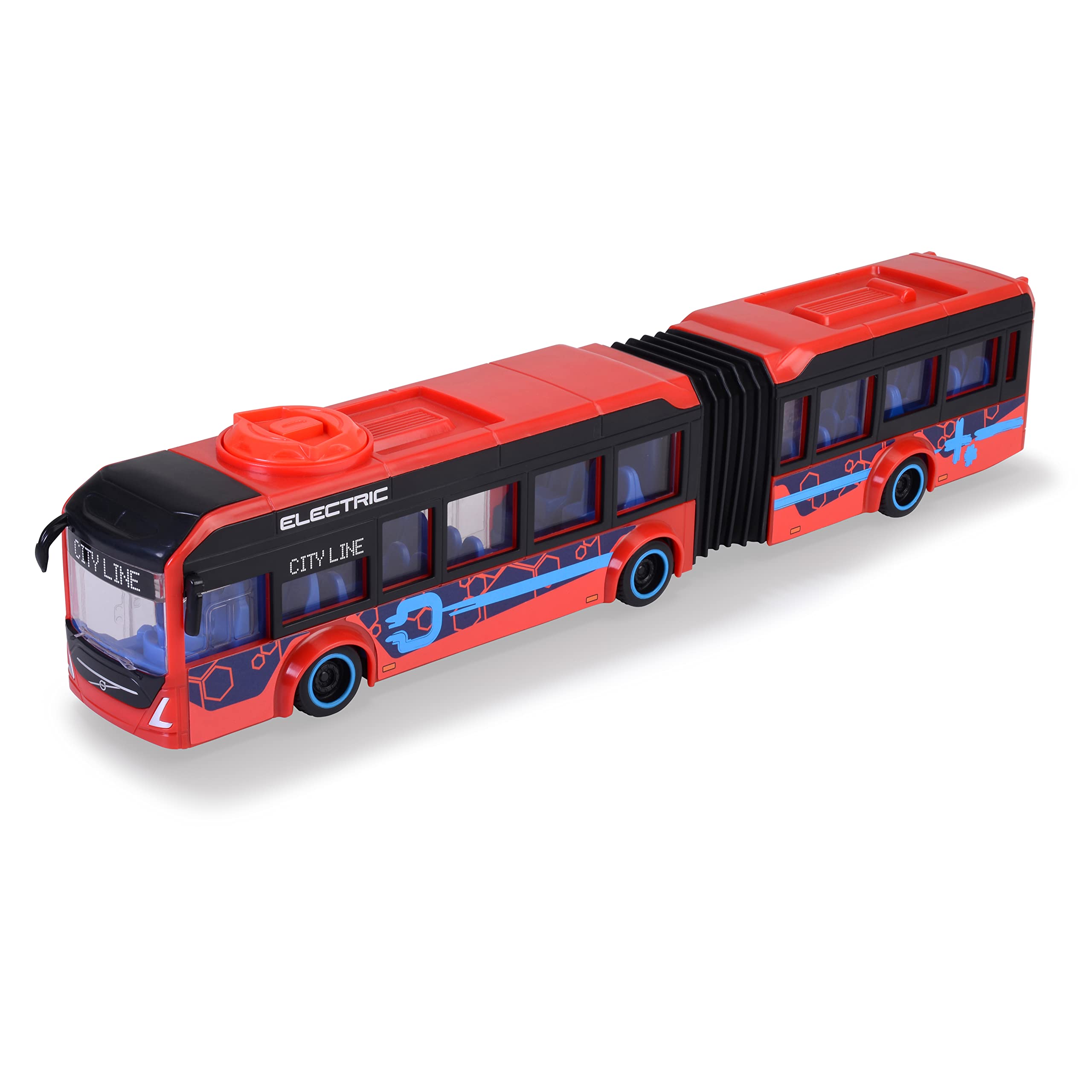 Dickie Toys Volvo City Bus Spielzeug (40 cm) - Lenkbarer Stadtbus (rot) mit Knickgelenk, Freilauf & öffnenden Türen - Spielzeugautos ab 3 Jahre für Kinder, Lizenziertes Bus Spielzeug - 203747015 Single Angebot bei HelloDeals