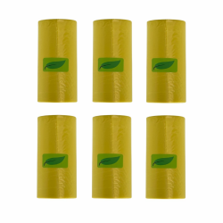 KORBINO Müllbeutel 120 Stück – 6 Rollen Mülltüten, Kleine Müllbeutel für Auto, Küche, Haushalt, Büro, Camping – Biologisch abbaubare Gelbe Säcke für Mülleimer Tütenrollen Gelb Angebot bei HelloDeals