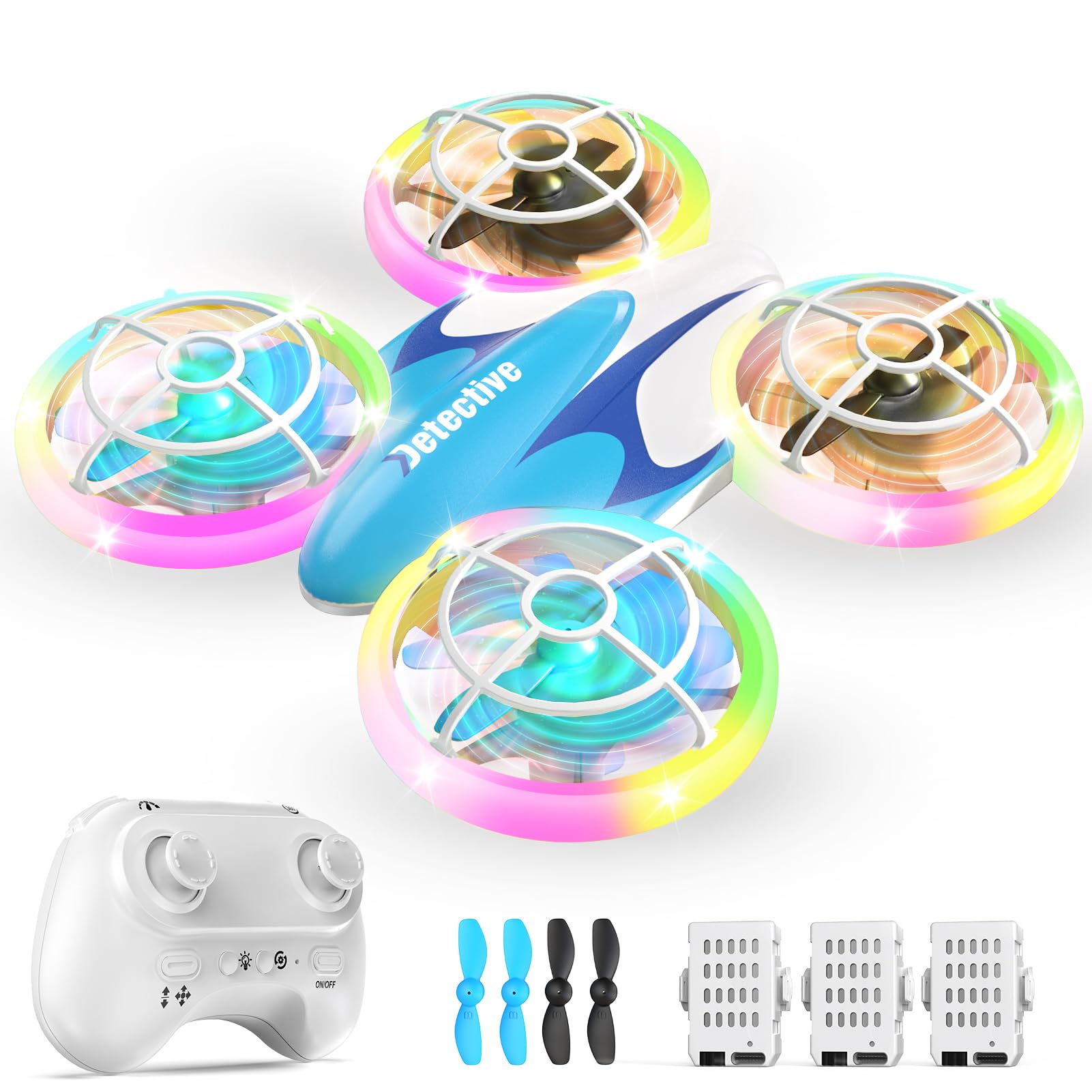 Mini Drohne für Kinder Spielzeug ab 6 7 8 9 10+ Jahre,RC Flugzeug Drone mit LED Lichter Indoor & Outdoor Weihnachten Geburtstags Geschenke für Jungen und Mädchen,3 Akkus,360°Flips (Blau) Angebot bei HelloDeals
