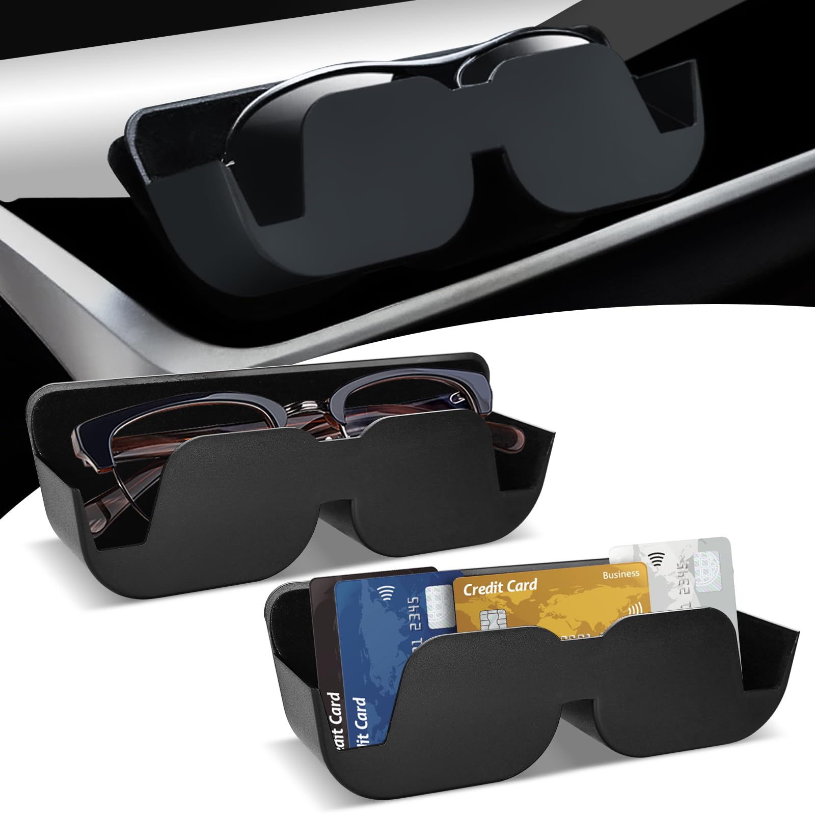 2 STK Brillenhalter für Auto, KFZ Sonnenbrillenhalter, Auto Brillenhalter, Aufbewahrung Halterung Selbstklebend mit Filzpolsterung für Brillen im Auto Brillenetui Ablagebox Angebot bei HelloDeals