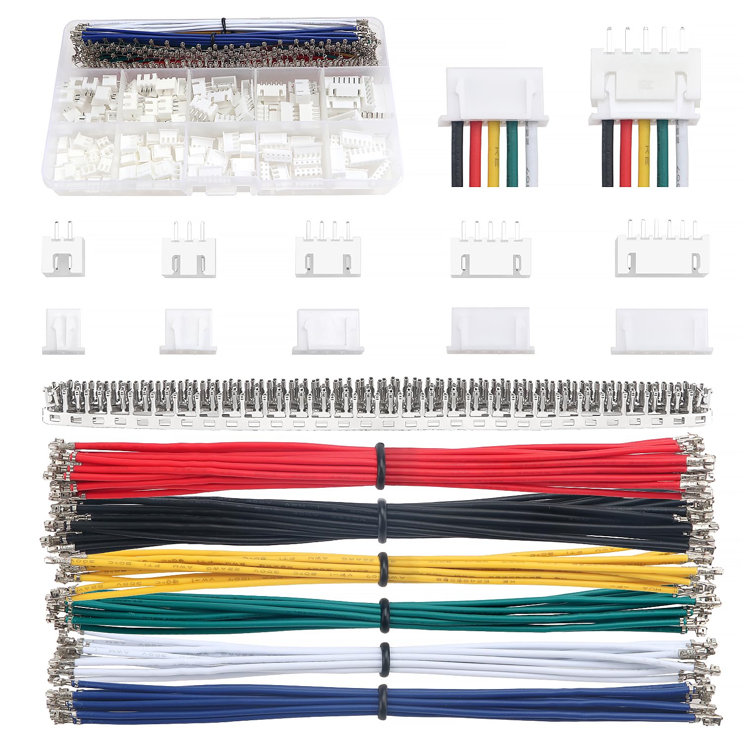 Lyeteung 420 Stück 2.54mm JST Stecker Kit, JST-XH 2/3/4/5/6 Pin Gehäuse Adapter Kabel Stecker Buchse Stecker und Buchse, mit 22 AWG Vorgekräuseltem Kabeldraht und Pin-Crimpklemme (Doppelt) 2/3/4/5/6-polig Doppel + Kabel Angebot bei HelloDeals