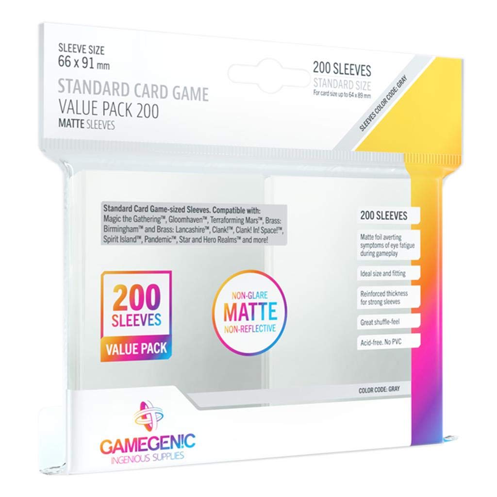 Gamegenic, Matte Standard Sleeve Value Pack 200, Sleeve Color Code: Gray Single Angebot bei HelloDeals