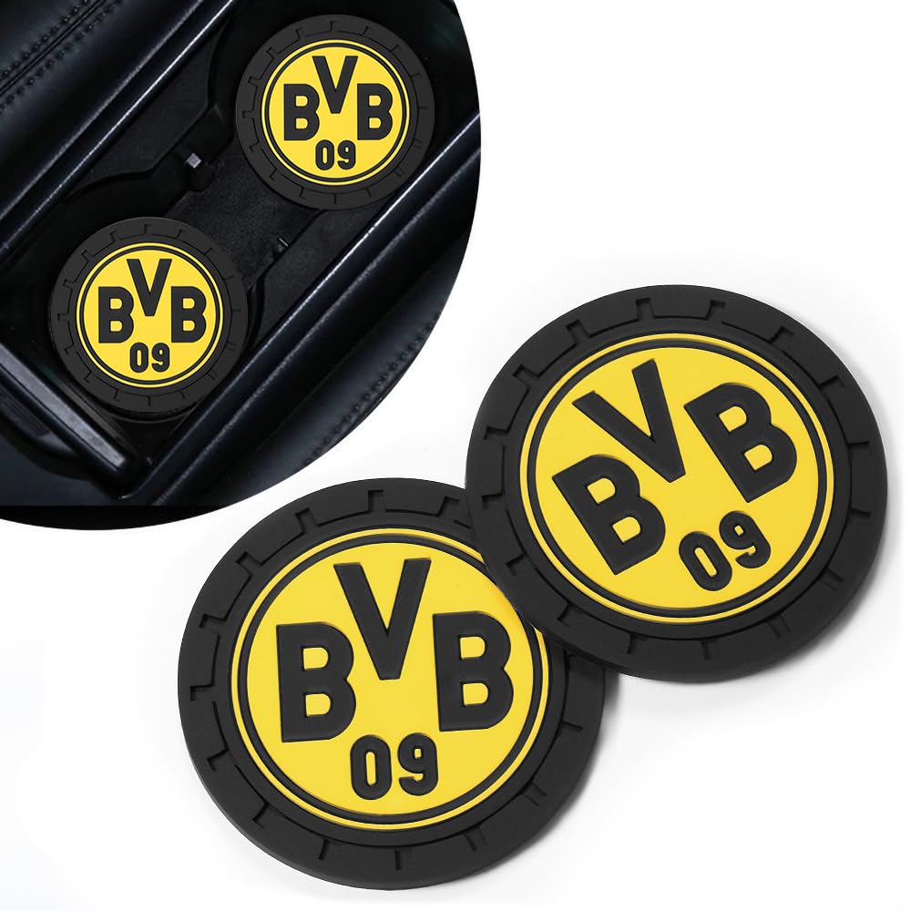 TSSYOKDO Auto-Untersetzer für Borussia Dortmund, Silikon, Rund, Gelb Borusiadrtmnd Angebot bei HelloDeals