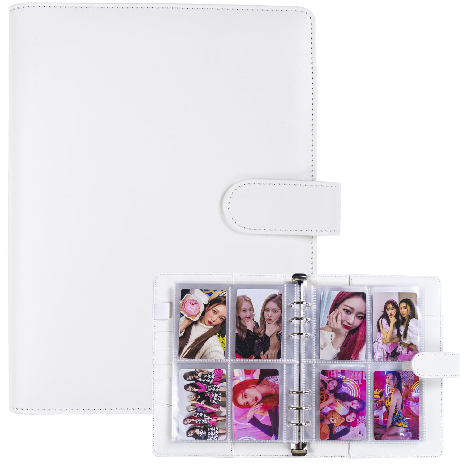A5-Bindekarte Sammler mit 30 Pack 4-Pocket-Seiten,6 Ringbuch-Album mit 240 Kartenfächern, PU-Leder-Bindemittel mit magnetischem Schnallenverschluss zum Organisieren von Sammelkarten, K-Pop-Fotokarten White Angebot bei HelloDeals
