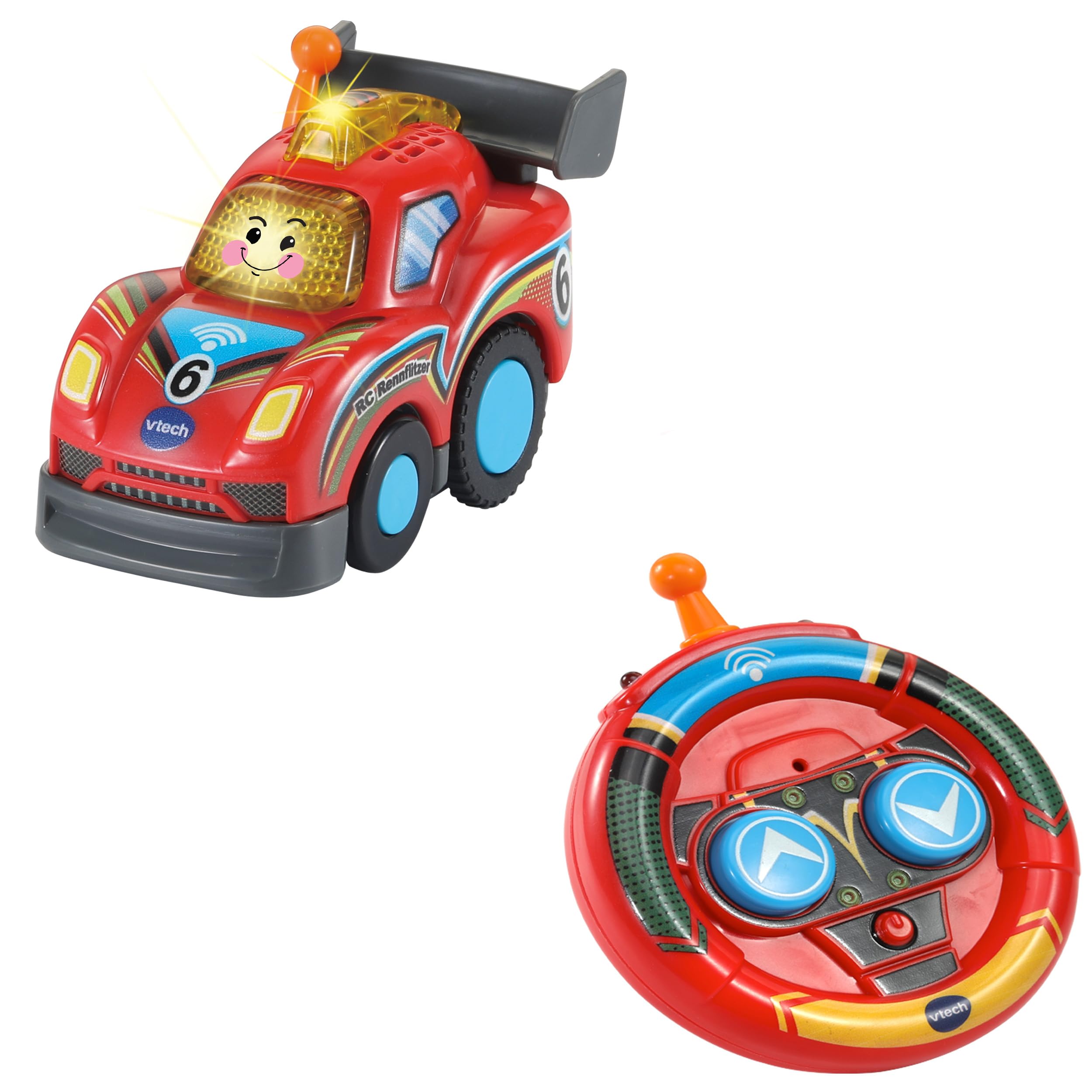 Vtech Baby TUT TUT Baby Flitzer - RC Rennflitzer – Ferngesteuertes Spielzeug-Auto mit Leucht- und Aktionstasten, Musik, spannenden Sätzen und Geräuschen – Für Kinder von 1-5 Jahren Angebot bei HelloDeals