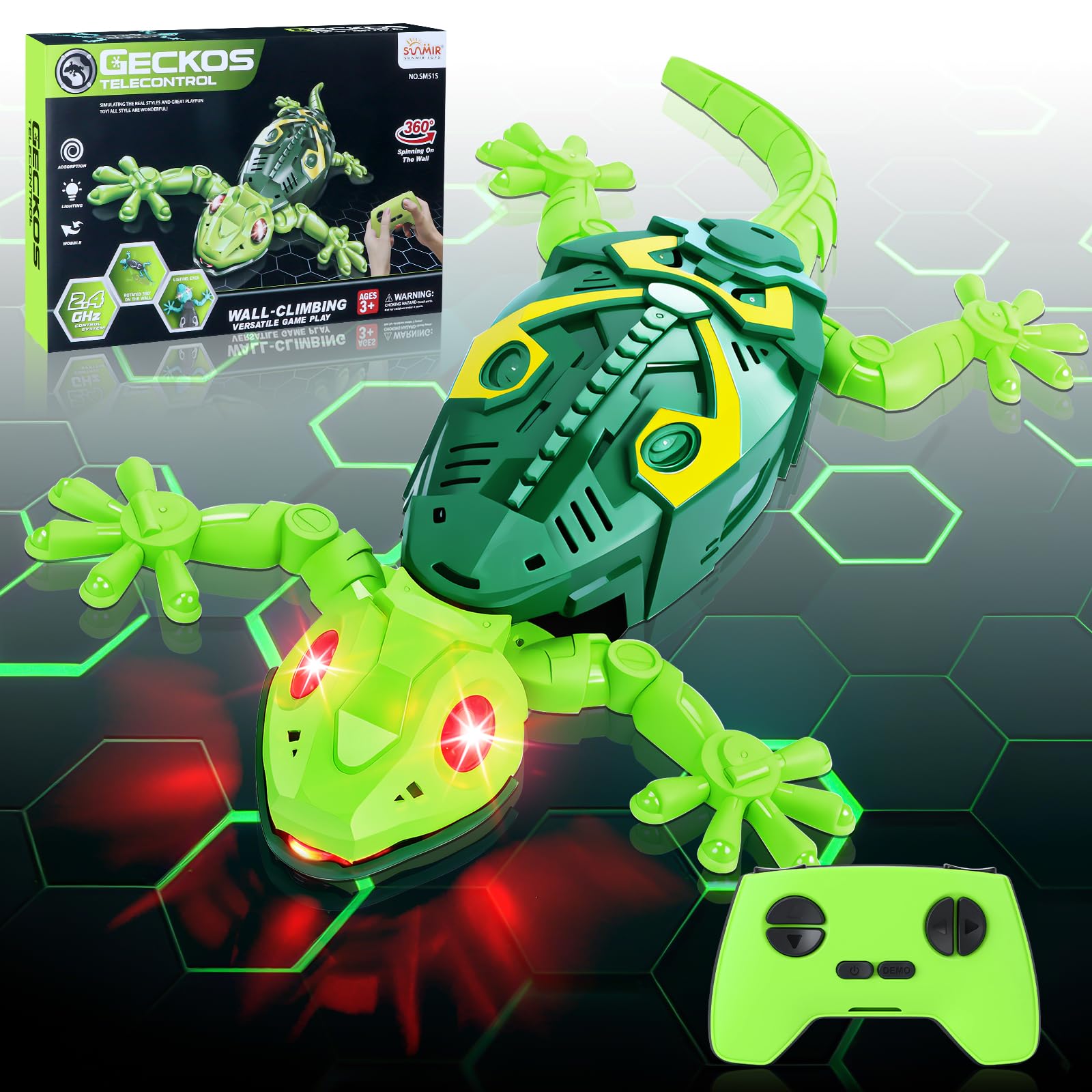 Charmofun Gecko Wandflitzer, Ferngesteuerter Gecko an der Wand Spielzeug, Mit Leuchtenden Led-Augen, Realistische Bewegungen, Interaktives Roboter Spielzeug Geschenk für Kinder ab 3 Jahren (Grün) Gecko-grün Angebot bei HelloDeals