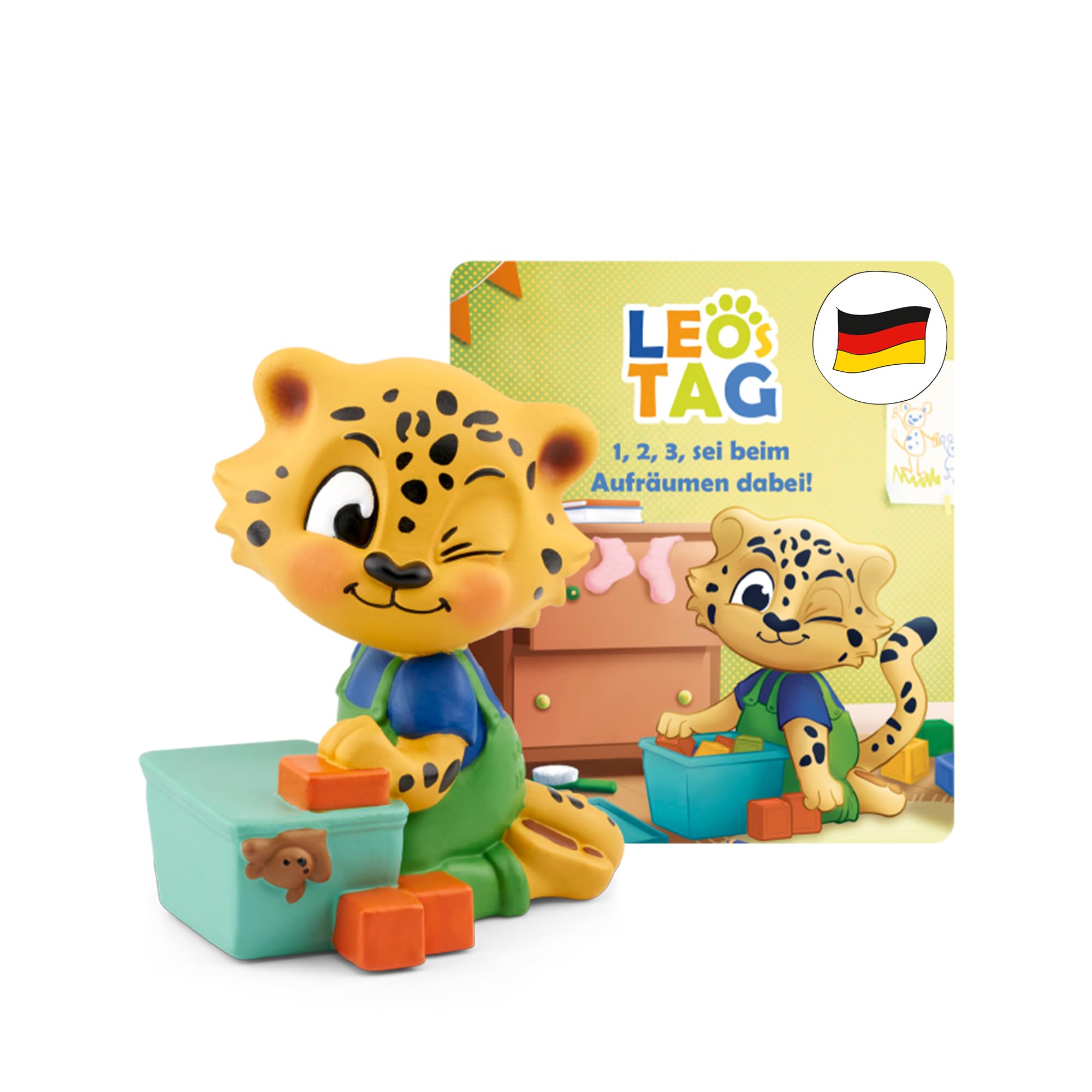 tonies Hörfiguren für Toniebox, Leos Tag – 1, 2, 3, sei beim Aufräumen dabei!, Hörspiel mit Liedern für Kinder ab 3 Jahren, Spielzeit ca. 50 Minuten Angebot bei HelloDeals