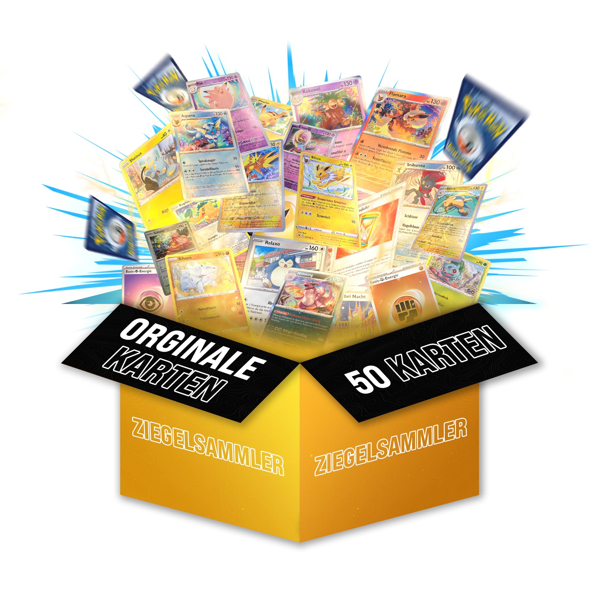Ziegelsammler Pokemon Karten Set Deutsch – 50 Originale Sammelkarten, 2 Holo & 3 Reverse Holo Karten, Keine Doppelten, Weihnachten oder Ostern für Kinder, Sammler & Fans Angebot bei HelloDeals