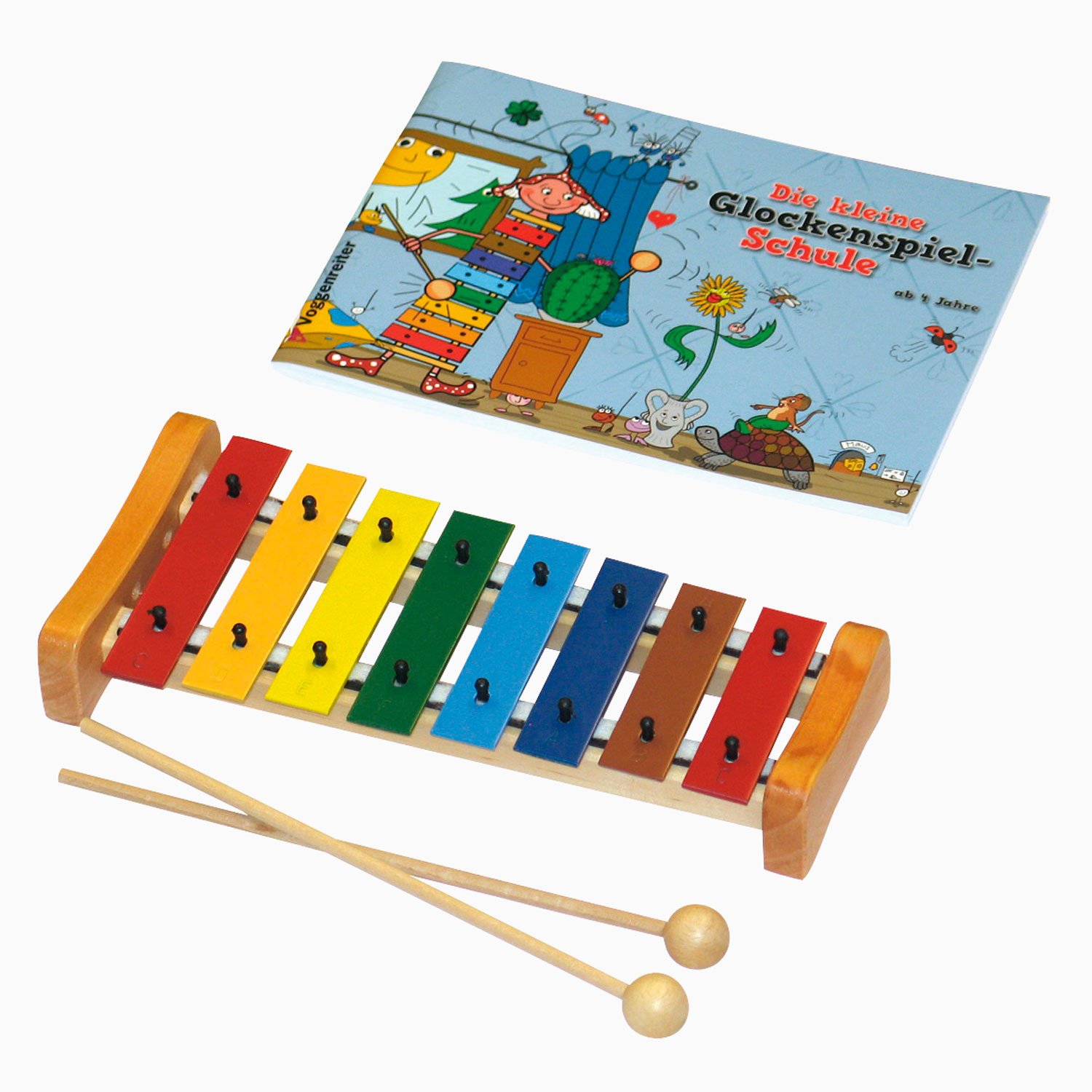 Das bunte Glockenspiel-Set von Voggenreiter Glockenspiel C-Dur mit Holzschlägel und Glockenspielschule (8 metallische Klangplatten, diatonisch), bunt Single Angebot bei HelloDeals