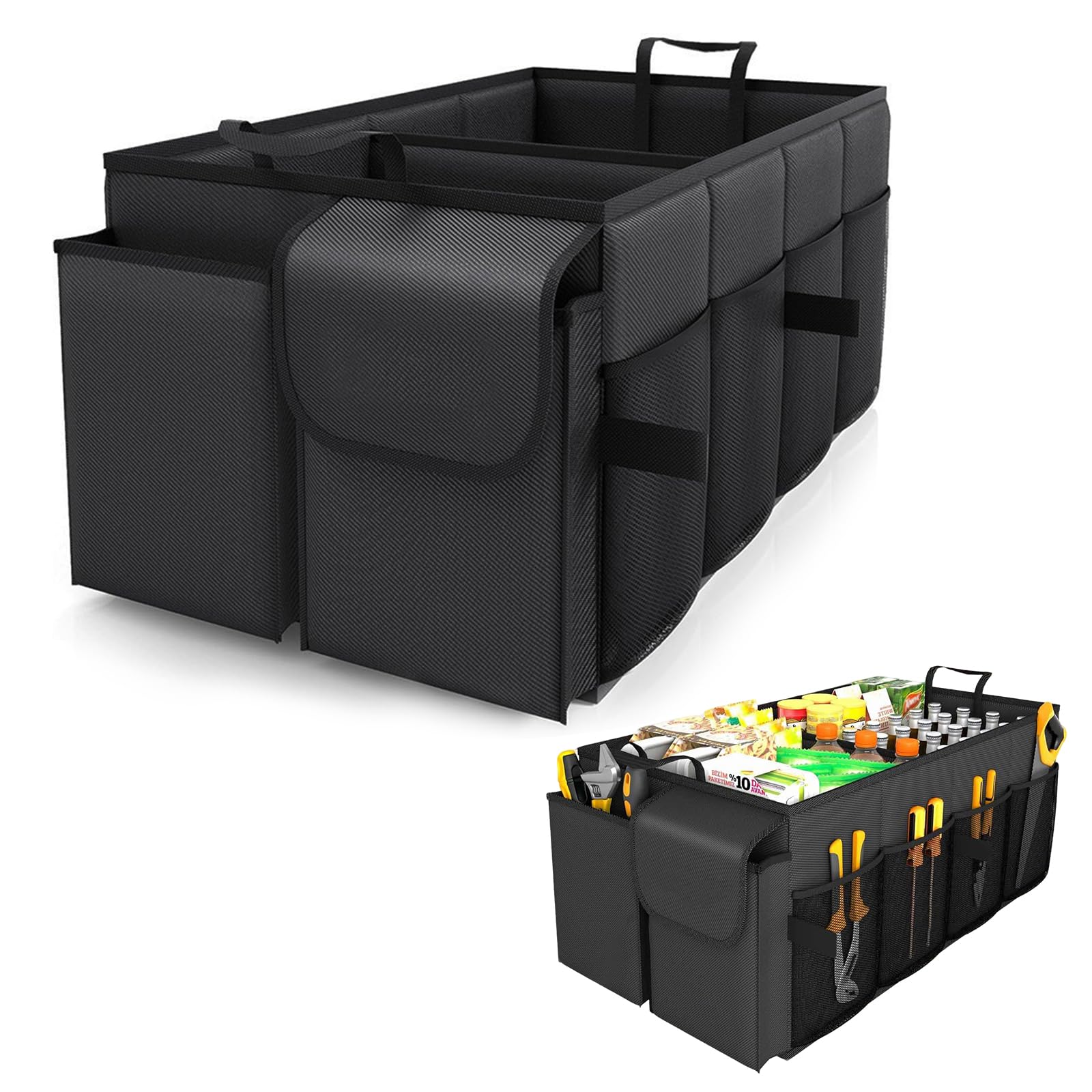 AYYDS Kofferraum Organizer, Faltbarer Auto Kofferraum Organizer mit Fächern, Wasserdichter Kofferraumtasche SUV, Verstärkt und Stabil Aufbewahrungsbox, 56 x 34 x 29cm Angebot bei HelloDeals