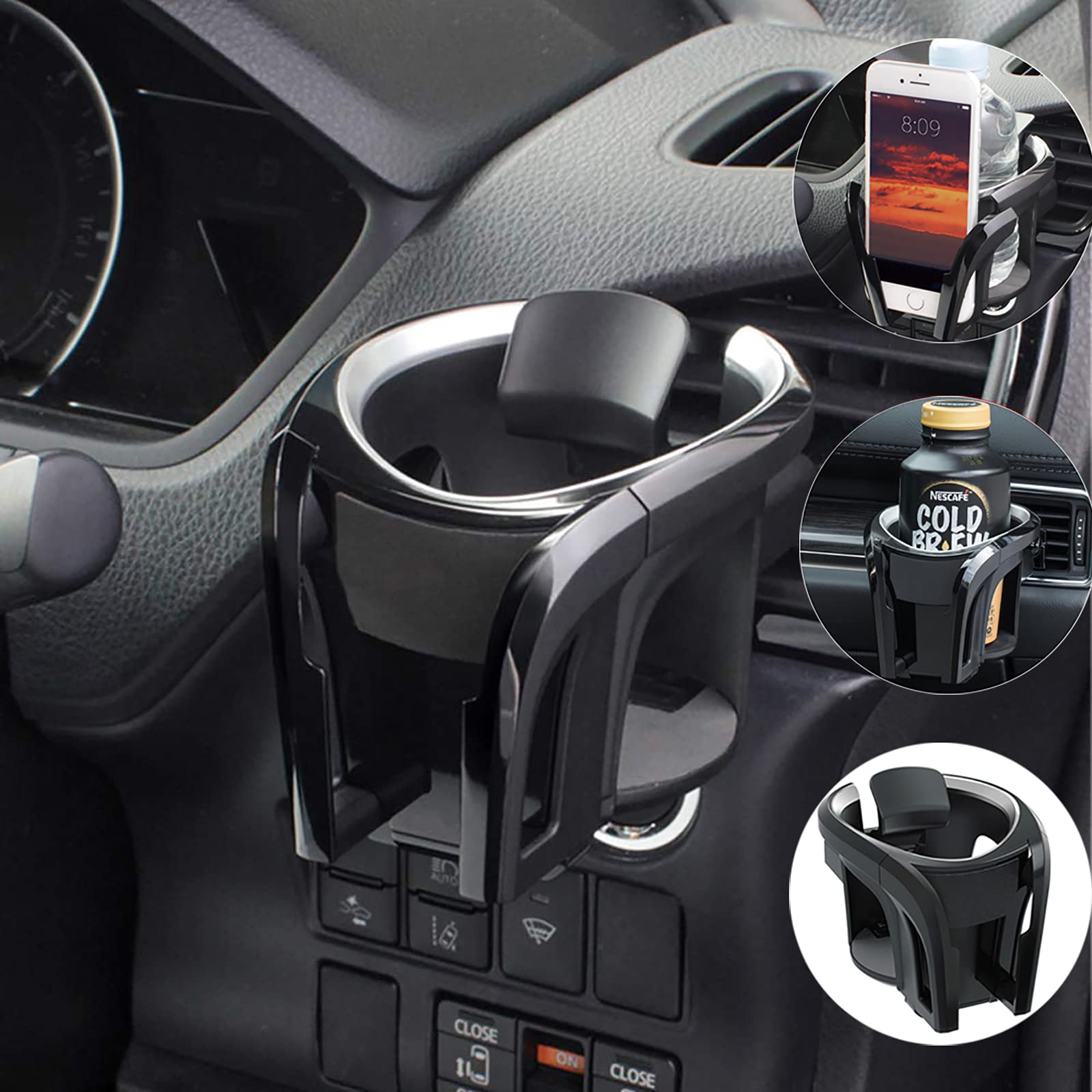Auto Getränkehalter für Lüftung I Becherhalter Handyhalterung geeignet mit 7,8 cm Durchmesser Flaschenhalter, Dosenhalter Getränke Halter für alle Phone Silber Angebot bei HelloDeals
