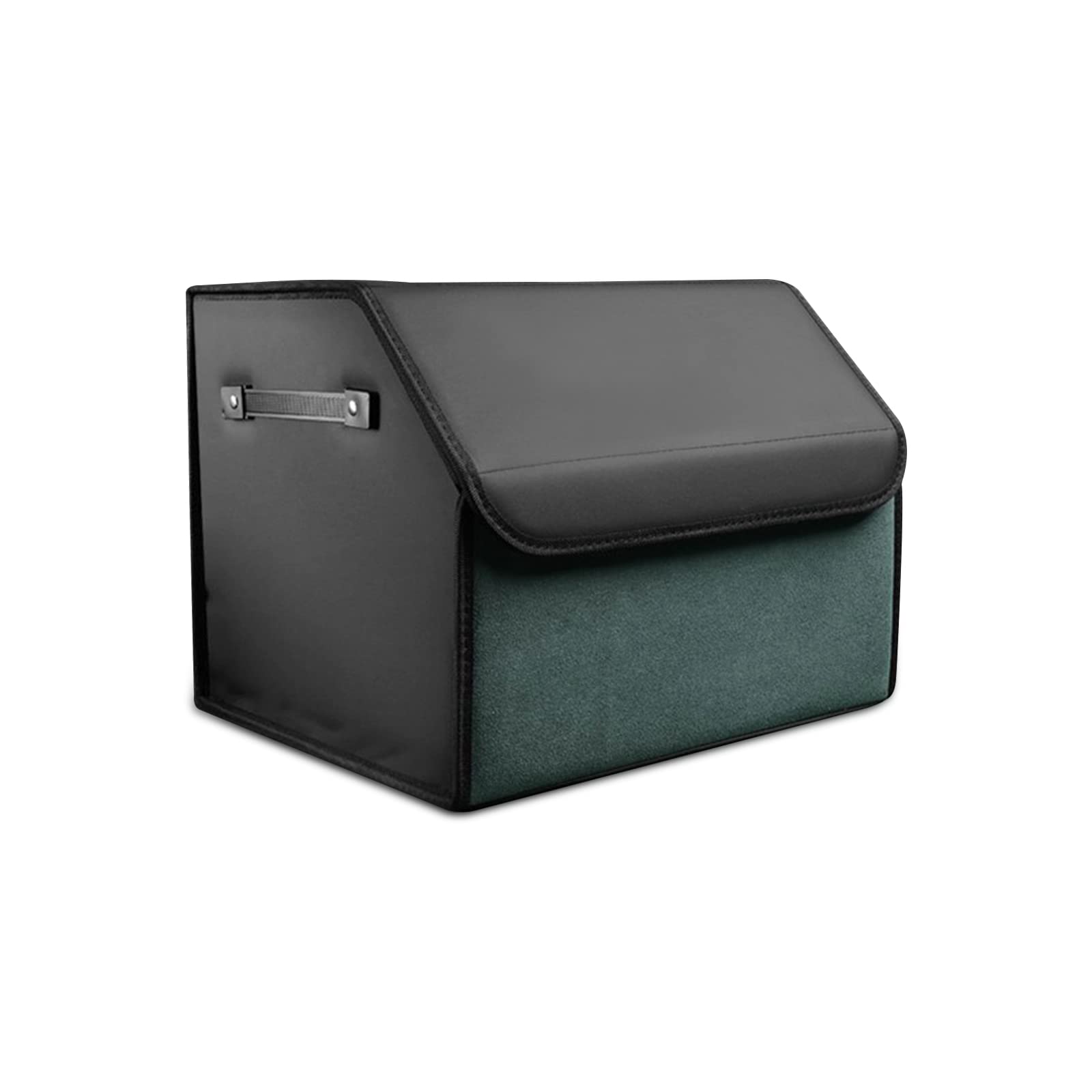 Ergocar Zusammenklappbarer Kofferraum Organizer, PU-Leder und Wildleder Aufbewahrungsbox für Autozubehör, Autotasche Auto Kofferraum Box mit Deckel und Griffe, Autozubehör Innenraum S Smaragde Angebot bei HelloDeals