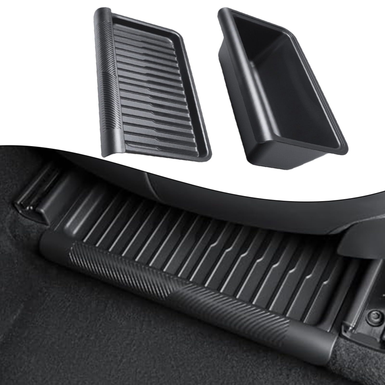 HomeVortex Aufbewahrungsbox unter dem Sitz mit Deckel für Tesla Model Y Juniper 2025, maßgeschneidertes OEM-Passform, TPE-Material, schwarzer Auto-Innen-Organizer für Reisen und den Außenbereich Angebot bei HelloDeals