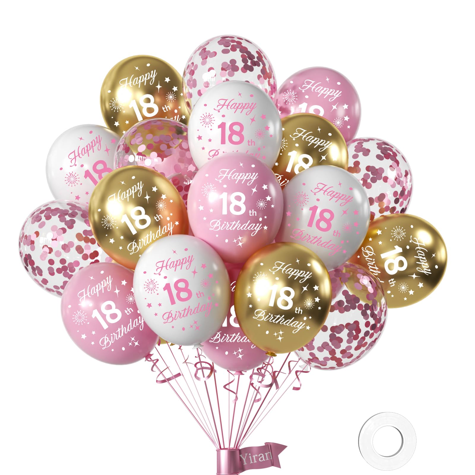 Yiran Luftballons 18 Jahre Geburtstag Deko, 16 Stück Geburtstag Deko 18 Jahre Mädchen, Happy Birthday Deko Luftballon Weiß Rose Gold, Deko 18 Geburtstag Konfetti Luftballons, Birthday Party Deko Weiß Rose Gold 18 Angebot bei HelloDeals