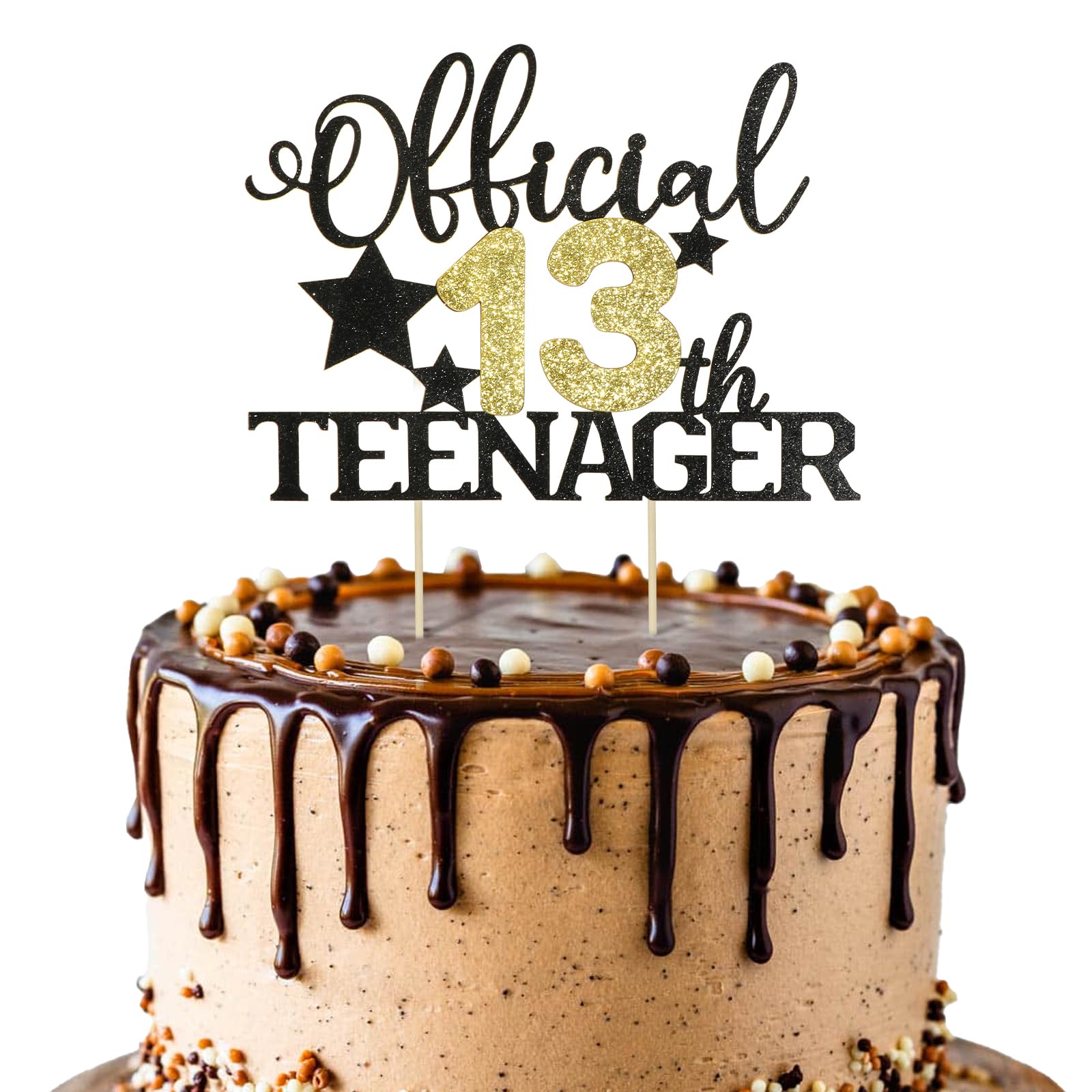 BOOMTOP Offiziell Teenager 13 Cake Topper 13 Geburtstag Jungen Mädchen Deko Glitzer Cupcake Toppers Official Teenager 13 Geburtstag Kuchen Dekoration 13 Jahre Geburtstagstorte Deko Gold Schwarz 13. Schwarz & Gold Angebot bei HelloDeals