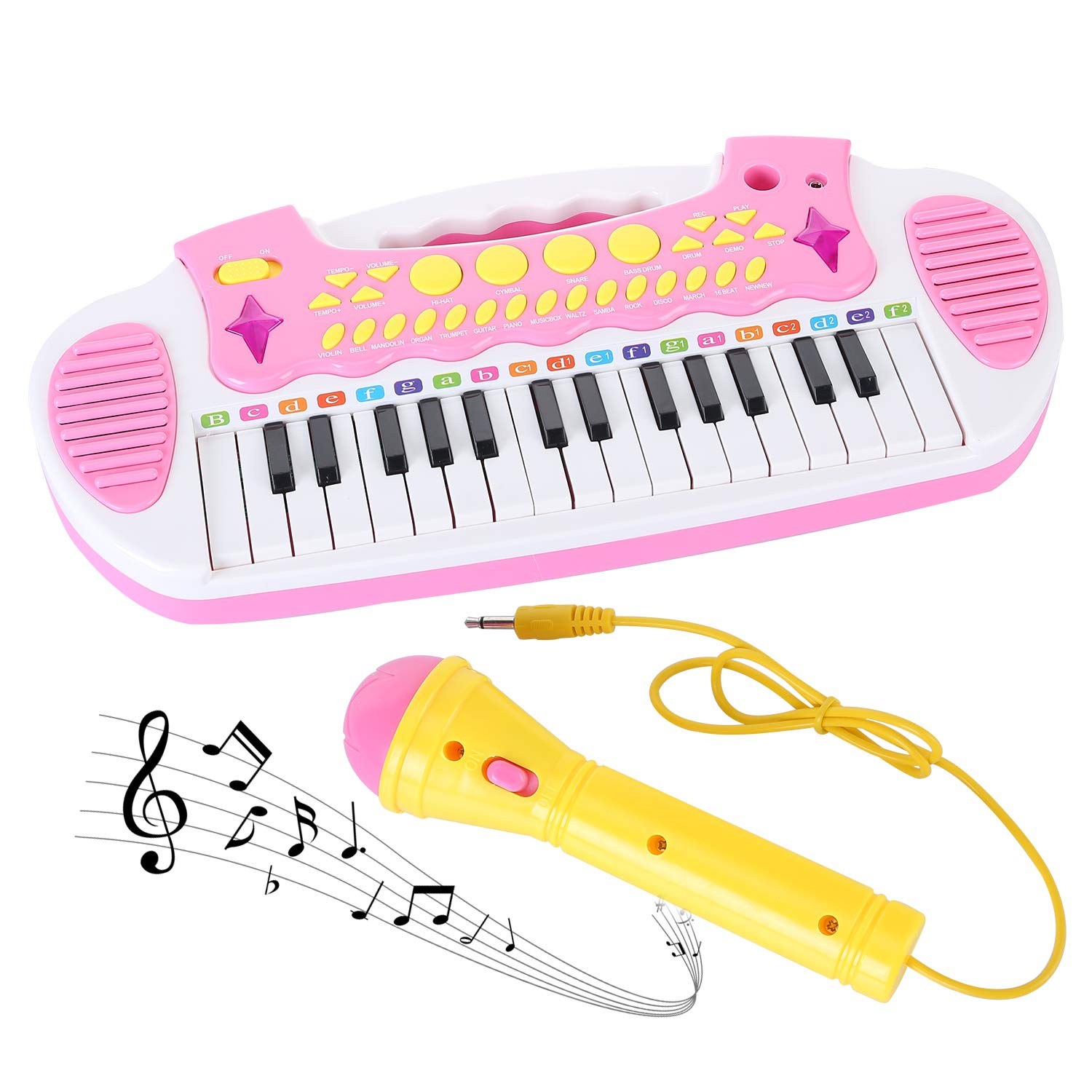 Piano Toys Keyboard für 1 2 3 4 5 Jahr alte Mädchen Geburtstagsgeschenk Kleinkind Musik Spielzeug Instrument mit Mikrofon 31 Tasten Rosa Angebot bei HelloDeals