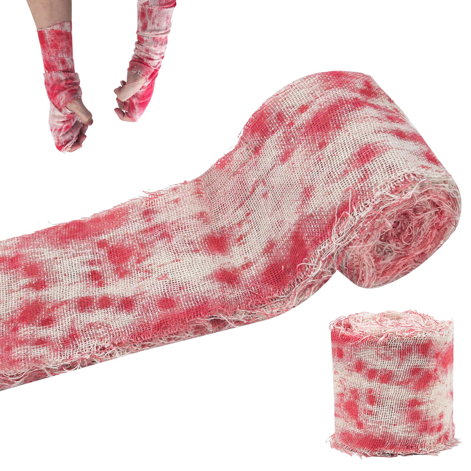 Blutiger Verband CNMTCCO Halloween-Simulationsblutverband, 2er-Pack, gruseliges Blut Gaze-Tuch für Türen, Fenster, Treppen, Garten, Heimparty und Halloween-Spukhaus-Thriller-Dekorationen Angebot bei HelloDeals