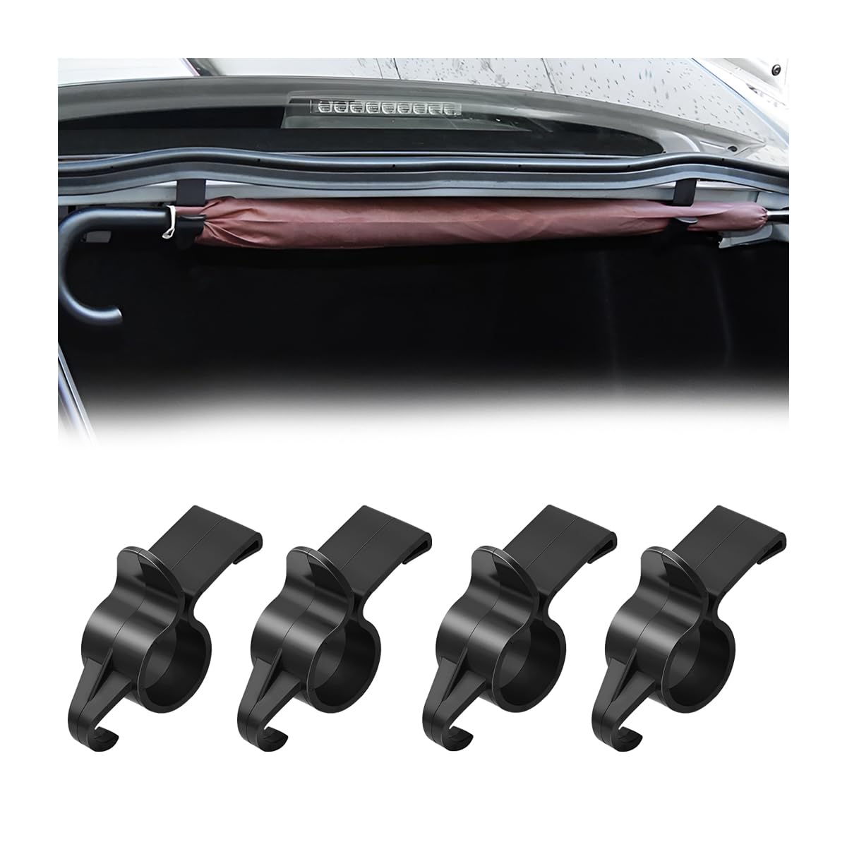 CGEAMDY 4 Stück Kofferraum Halterung Regenschirmhalter, Doppel-Clip Typ Regenschirm Stand Haken, Auto Kofferraumdeckel Regenschirmhalter, Für Pkws Und Lkws Angebot bei HelloDeals