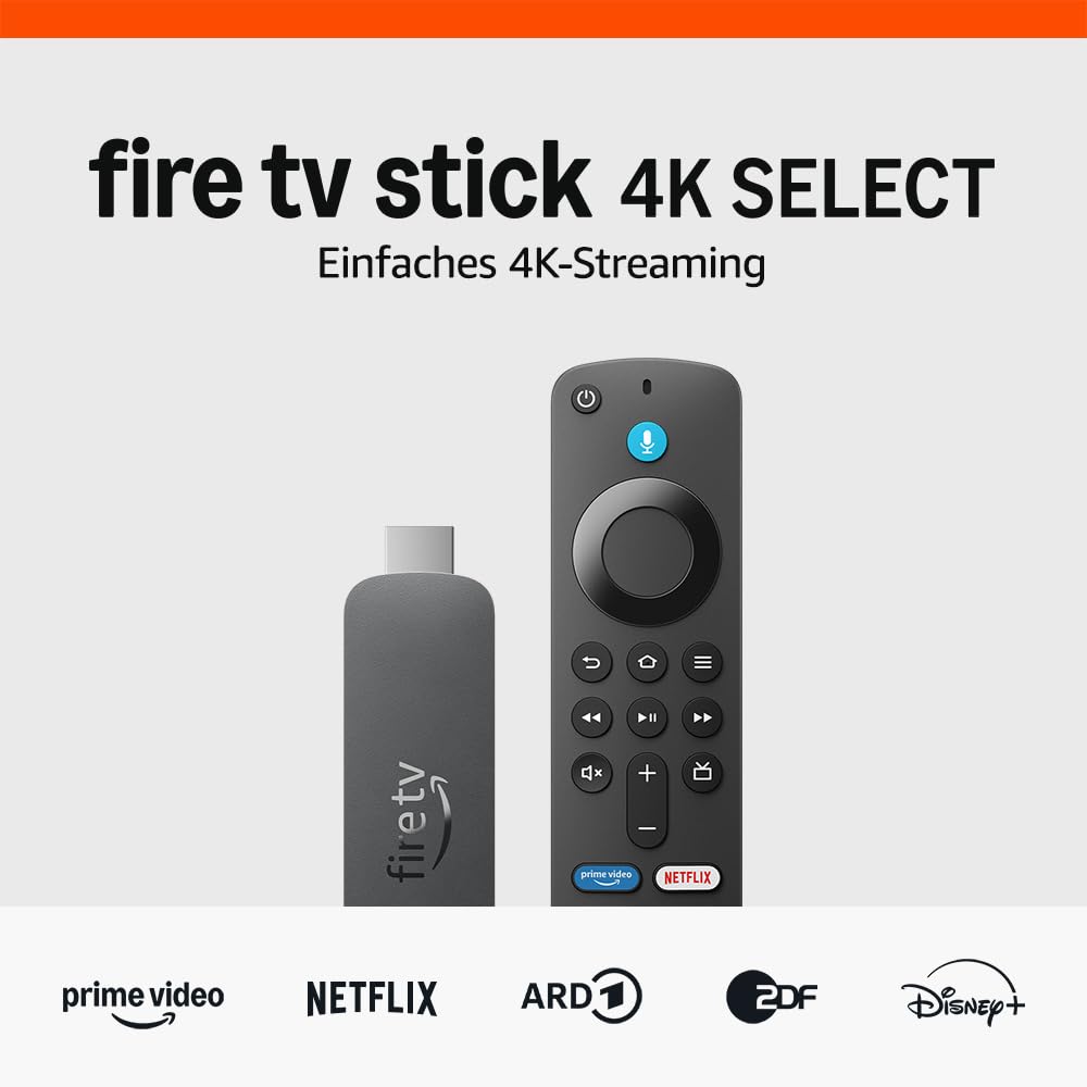 Amazon Fire TV Stick 4K Select (neueste Generation), beginne mit dem Streamen in 4K, Hunderttausenden von Filmen und Serienfolgen sowie kostenlosem Live-TV Angebot bei HelloDeals