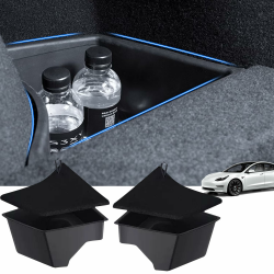 Arcoche Rear Trunk Organizer Kofferraumtaschen Hinteren für Tesla Model 3 Highland, Kofferraum-Organizer Hinten Aufbewahrungsbehälter Koffer Hinten for 2025 2024 Tesla Model 3 Highland Zubehör 2 PC Fit Model 3 Highland Angebot bei HelloDeals