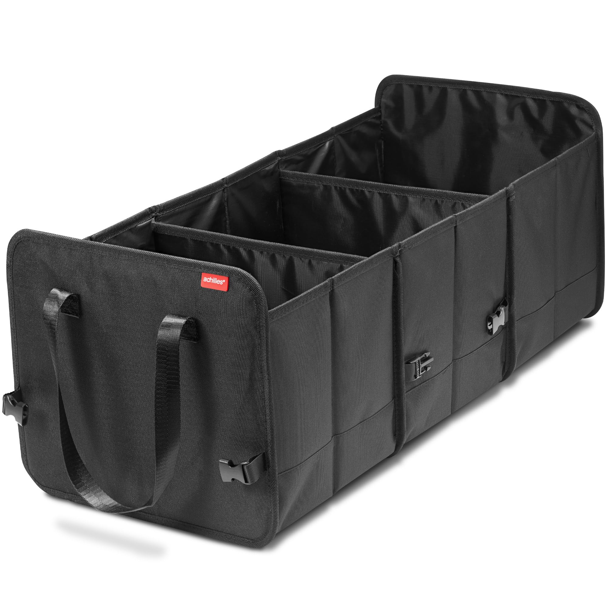 achilles Faltbare Autobox, Auto Organizer, Größenverstellbare Kofferraumtasche, Faltkorb, Autotasche, Kofferraum-Organizer, Klettbefestigung am Boden, 74 x 33 x 30 cm (Schwarz) Angebot bei HelloDeals