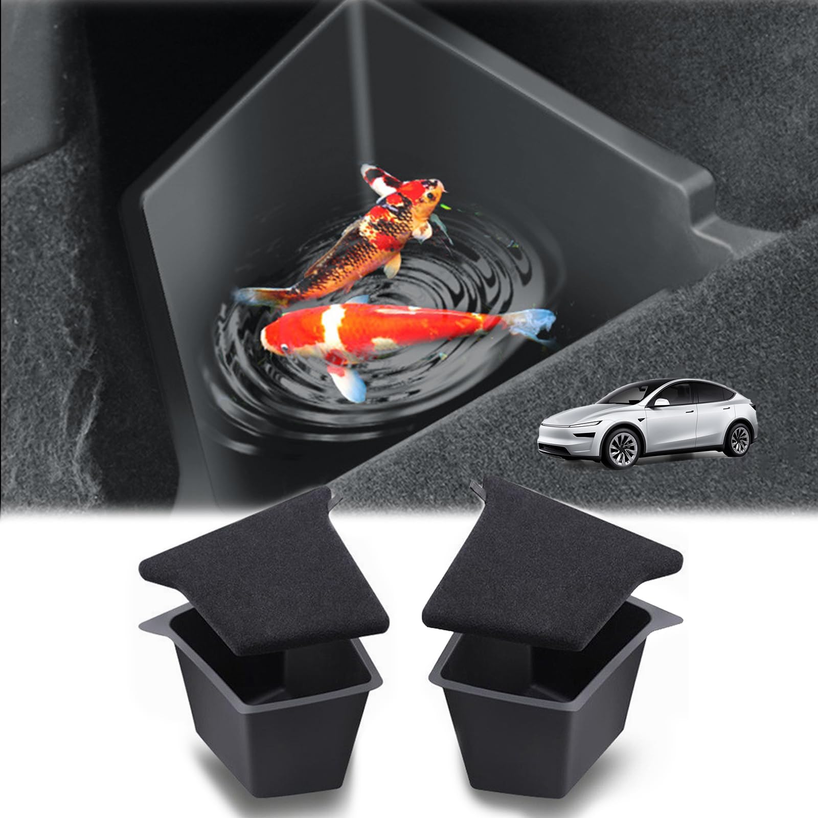 GAFAT [Verbessert] Tesla Model Y Juniper 2025 2026 Kofferraum Organizer, TPE Wasserdicht Aufbewahrungsbox für Kofferraumseitige, mit Beflockung Deckel, Tesla Model Y 2025 Zubehör (2 Stück) Model Y Juniper 2025- Angebot bei HelloDeals
