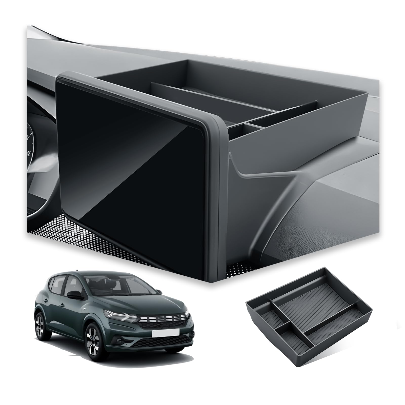 BIBIBO Mittelkonsole Organizer für Dacia Sandero 3/Stepway 3/Dacia Jogger 2021-2024 2025 (Hinter dem Bildschirm 8"), Stepway 3 Ablagetablett, Ablagen Organizer Tray Sandero 3 (Hinter dem Bildschirm) Angebot bei HelloDeals