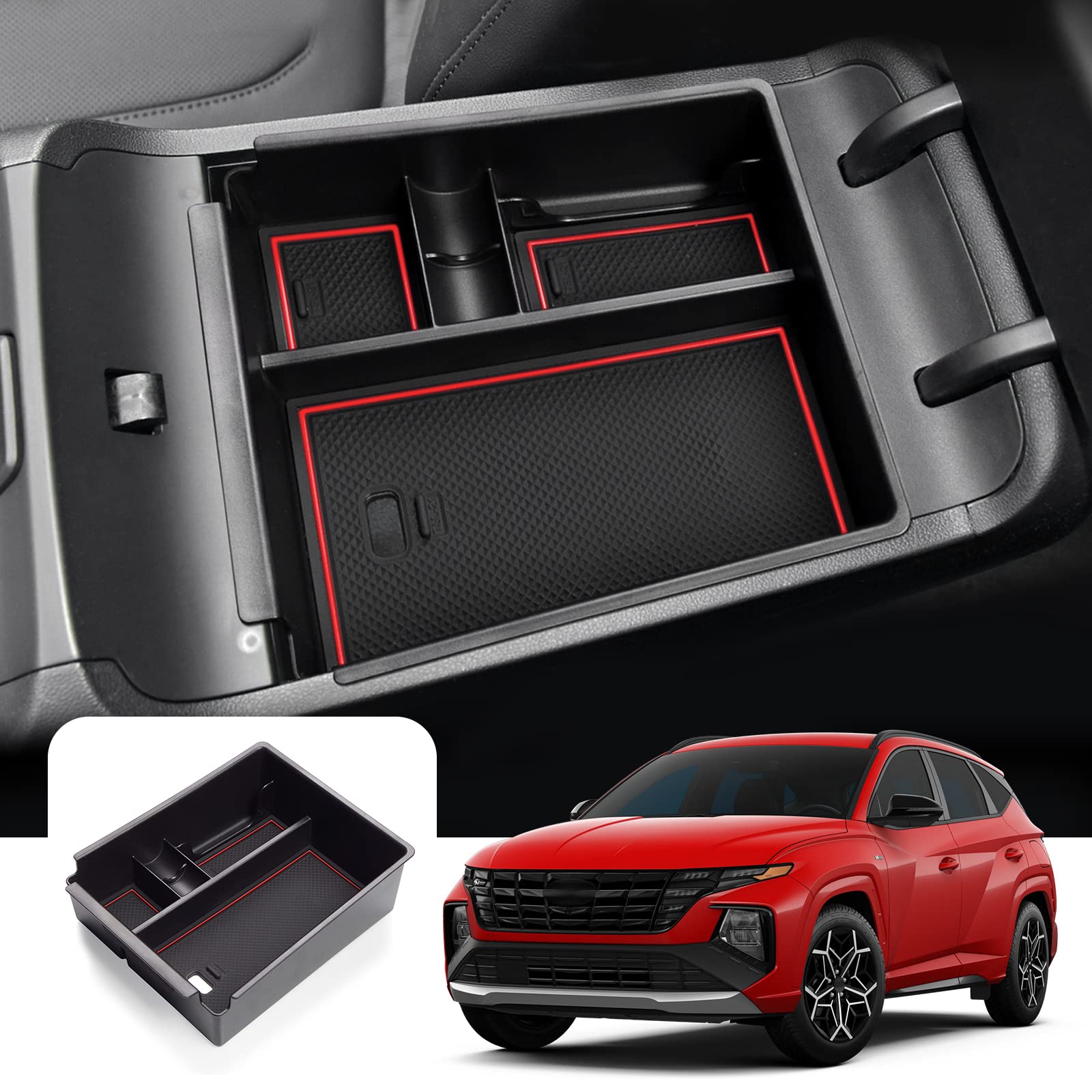 LFOTPP Tucson NX4 AT Auto Mittelkonsole Organizer, Zubehör Mittelarmlehne Aufbewahrungsbox Original (Rot) Angebot bei HelloDeals