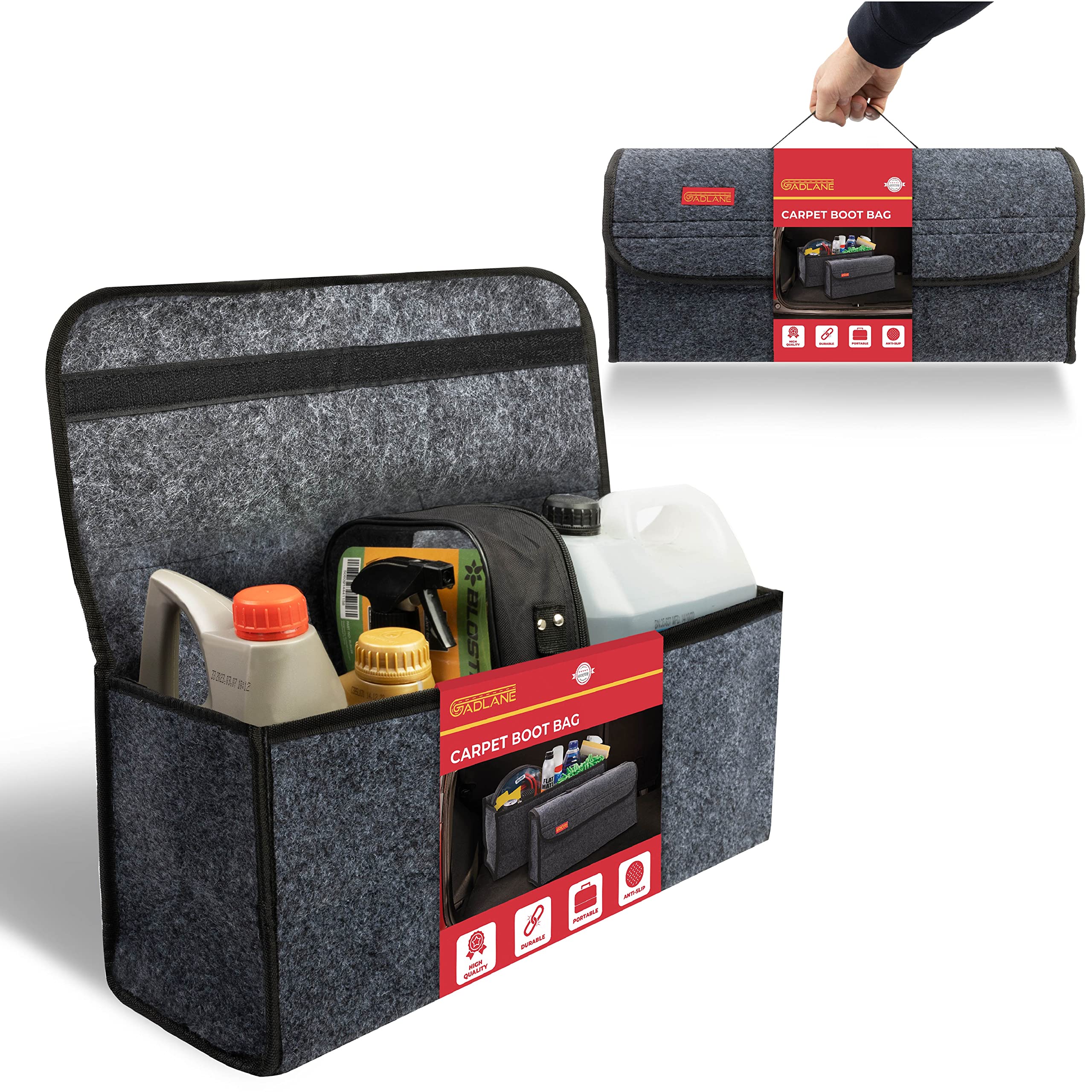 GADLANE Großer Dunkelgrauer Teppich Auto Organizer Kofferraum Tasche Anti-rutsch-stiefel Aufbewahrungslösung Innentasche Tools Aufschlüsselung Reise Ordentlich Angebot bei HelloDeals