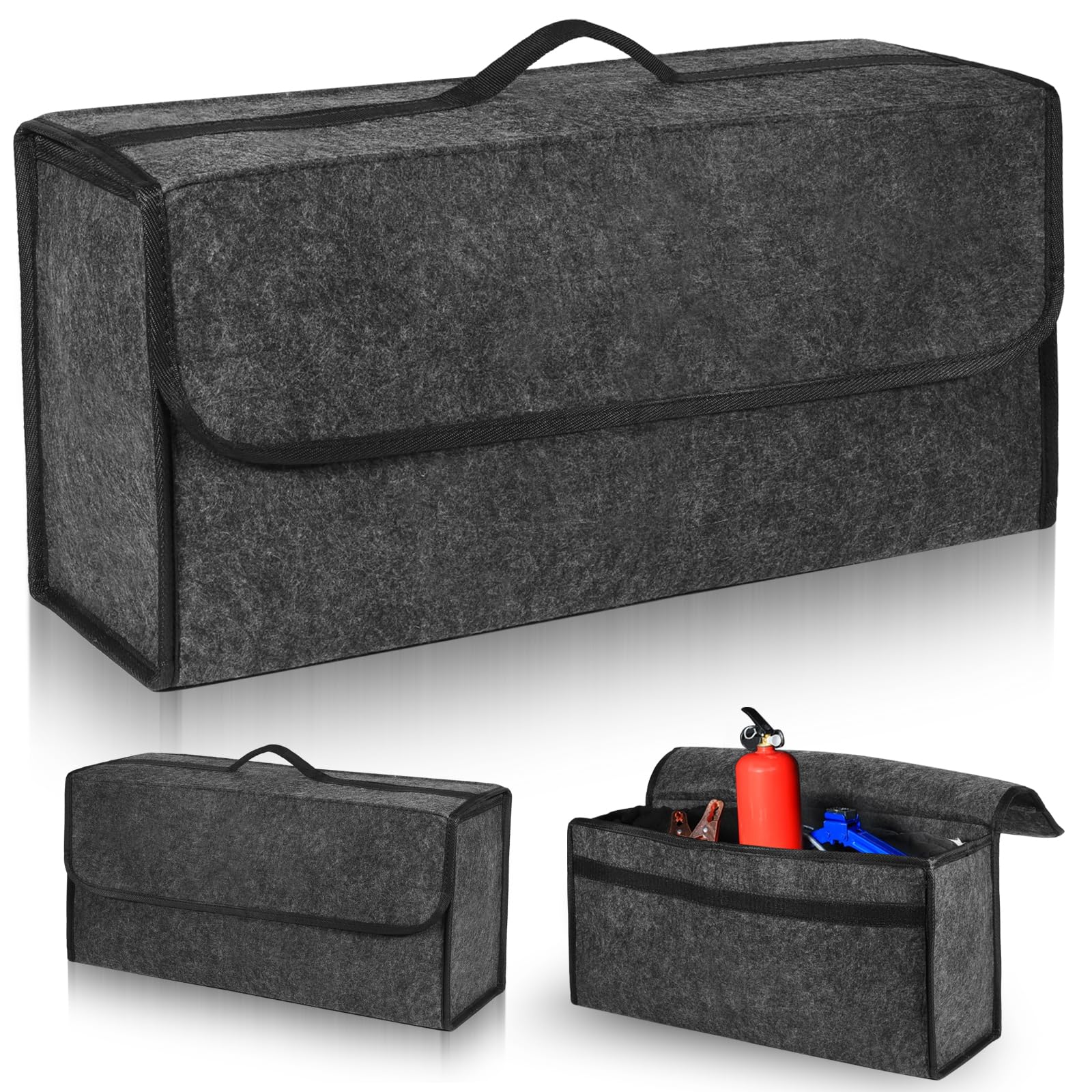 DYMHQ Rutschfest Filz Auto Organizer Kofferraum - 50 x 15 x 24cm Grau Kofferraum Organizer Kofferraumtasche für Auto/Autotasche Kofferraumtasche Faltbar Toolbag für Reisen Angebot bei HelloDeals